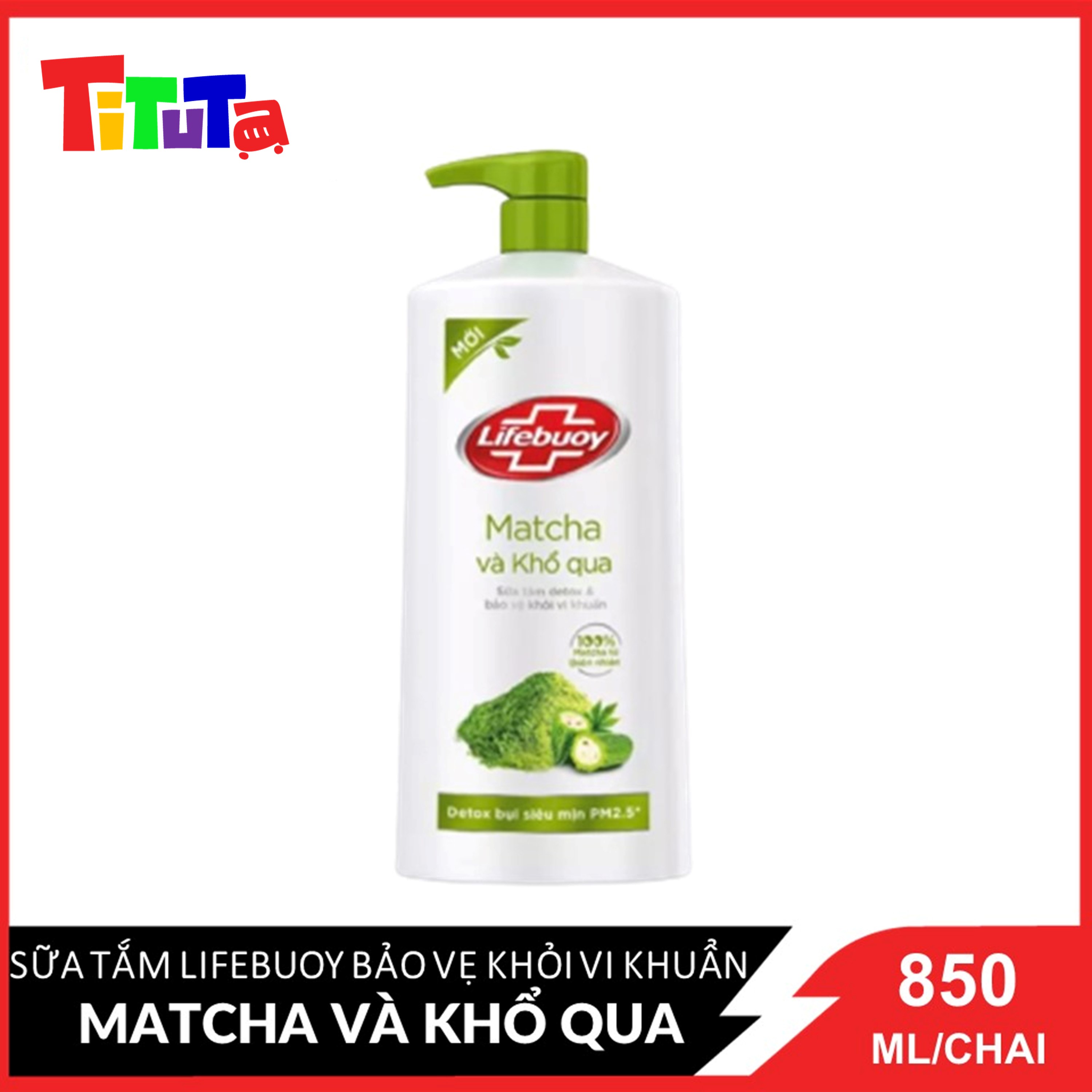 Sữa Tắm Lifebuoy Detox Và Sạch Sâu Khỏi Bụi Mịn Pm2.5 Detox Bảo Vệ Khỏi Vi Khuẩn Gây Mụn Cơ Thể Matcha và Khổ Qua 850G