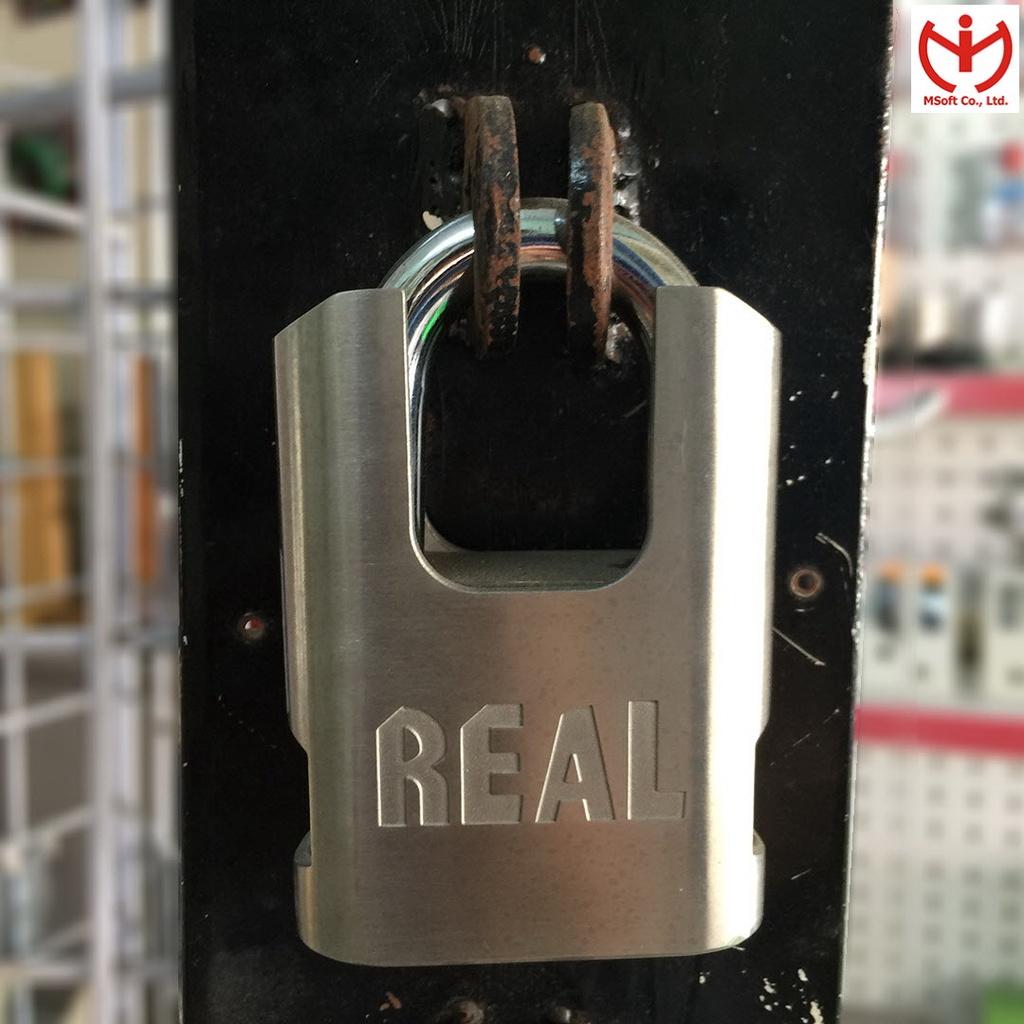 Ổ khóa chống cắt REAL SAC 60 - 70 thân kẽm bọc inox 4 chìa vuông - MSOFT