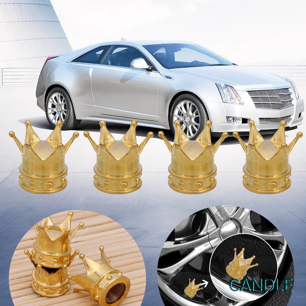 Bộ 4 Nắp Đậy Van Lốp Xe Hơi Hình Vương Miện
