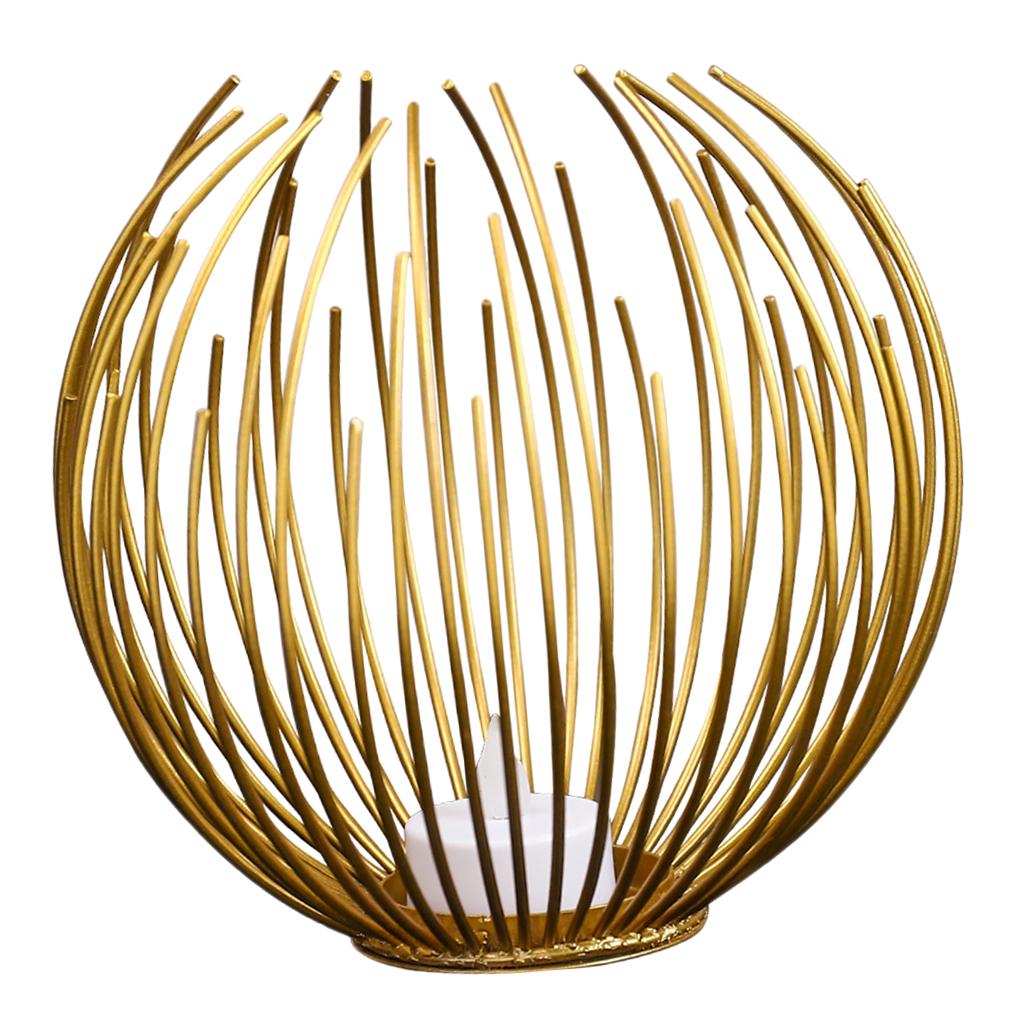 Nordic Style Geometric Wire Candle Holder Iron Bronze Candlestick Lantern