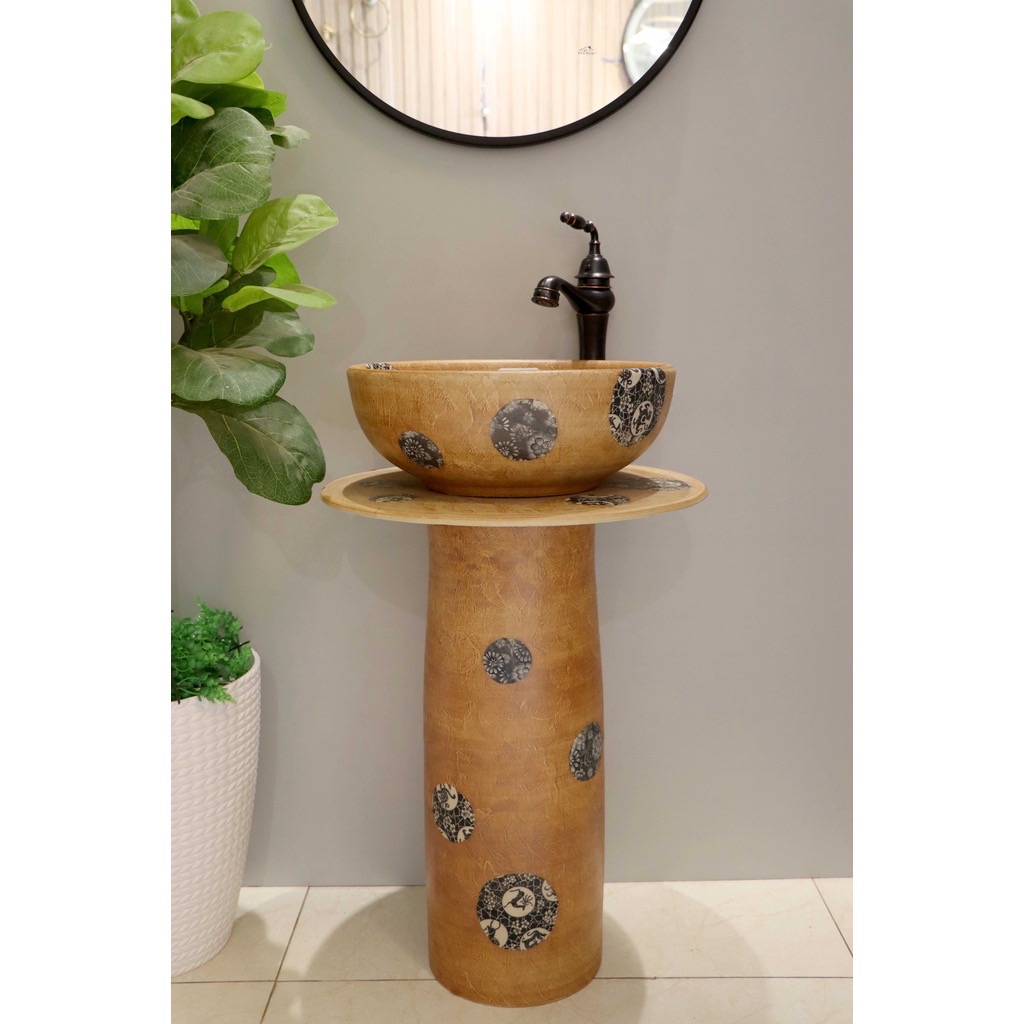 Chậu sứ mỹ thuật - lavabo chân mỹ nghệ