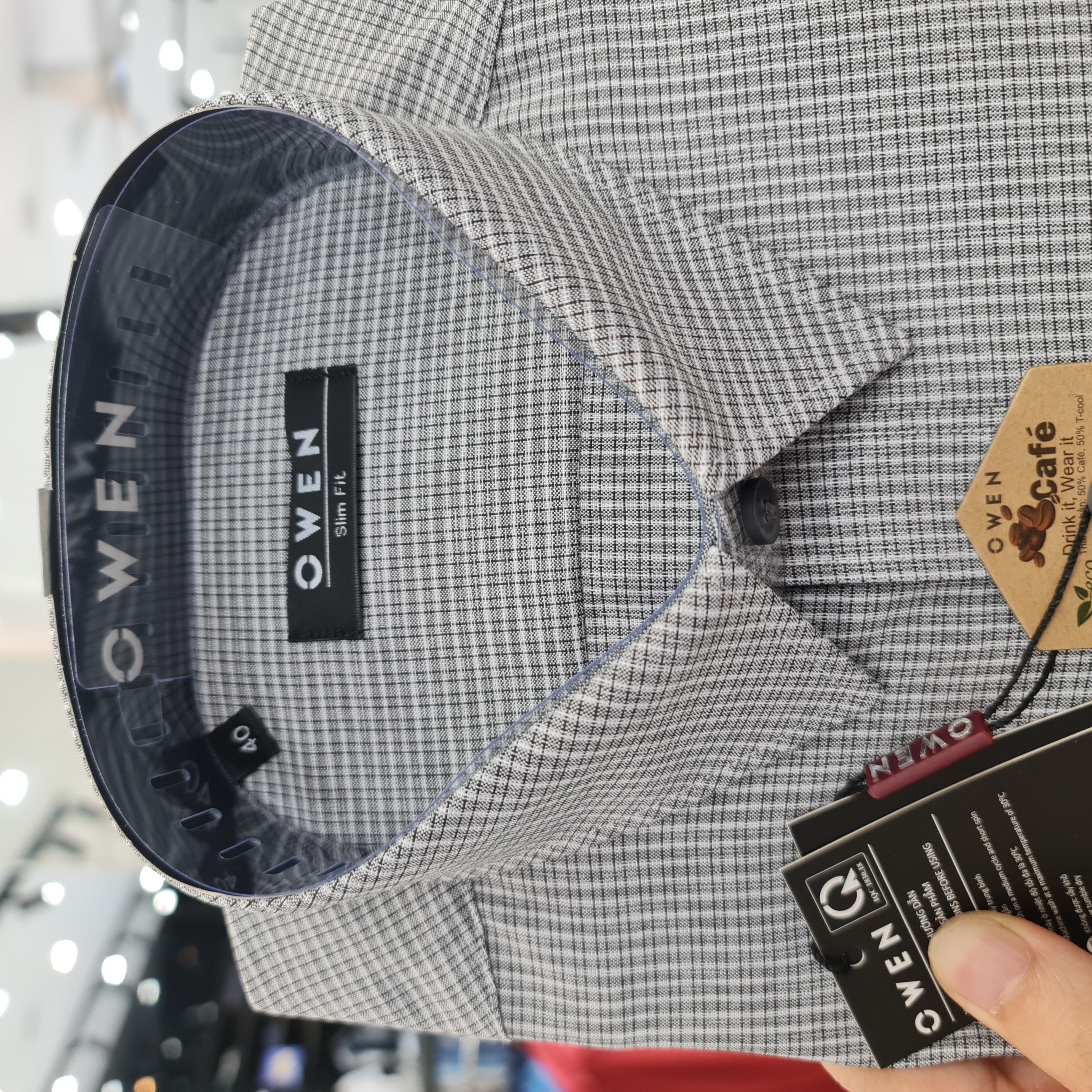OWEN - Áo sơ mi nam dài tay dáng SLIMFIT sợi Cafe - Mã AS23348D