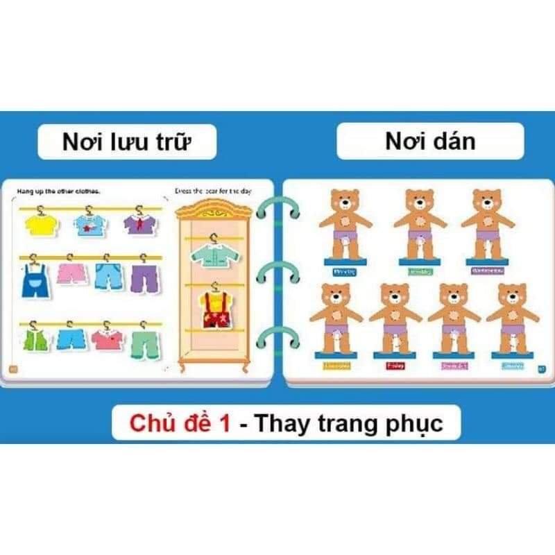 Học liệu bóc dán thông minh cho bé, học liệu busy book 17 chủ đề đa dạng dùng nhiều lần