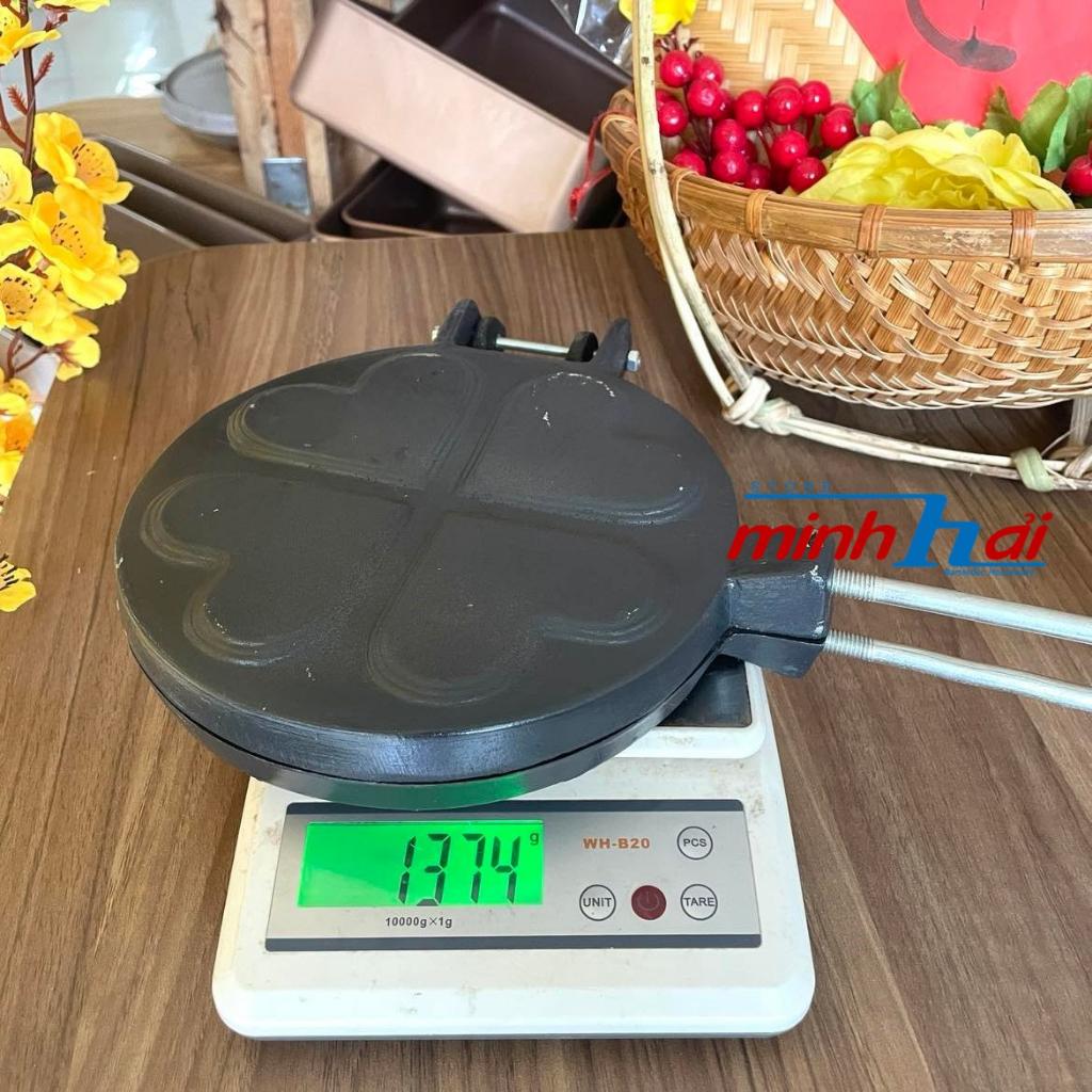 Khuôn Bánh Kẹp Tàn Ong Chống Dính - Khuôn Nặng 1300g -Gang dày phủ lớp chống dính - cán gỗ - Hàng chuẩn loại 1,dày đẹp