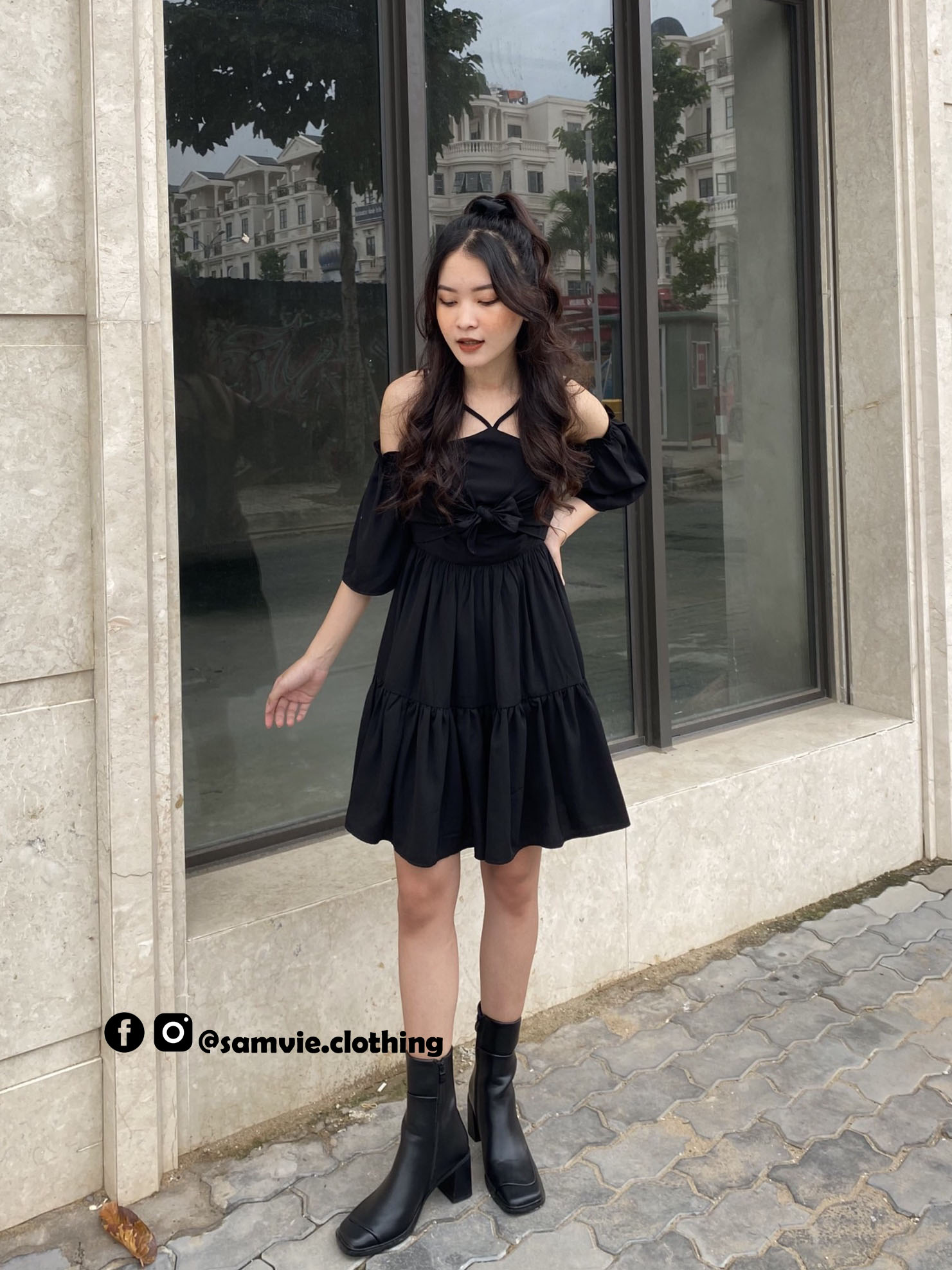 Đầm dây hở vai cá tính Samvie