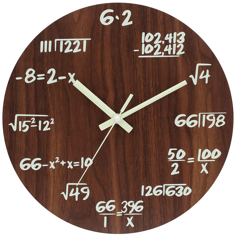Đồng hồ treo tường bằng gỗ có dạ quang với công thức toán học độc đáo Edenmaths – ĐK 30 cm