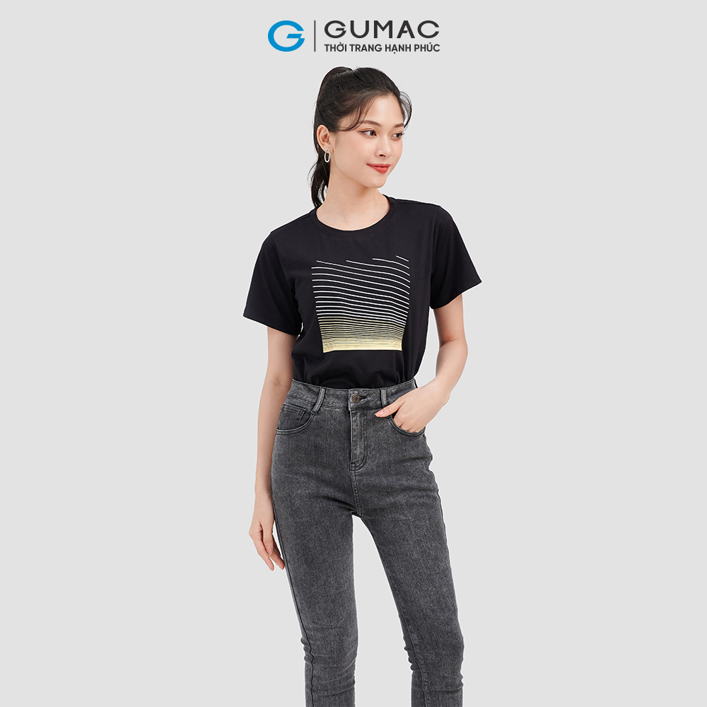 Áo thun nữ GUMAC ATC09011 áo thun nữ in sọc ngang