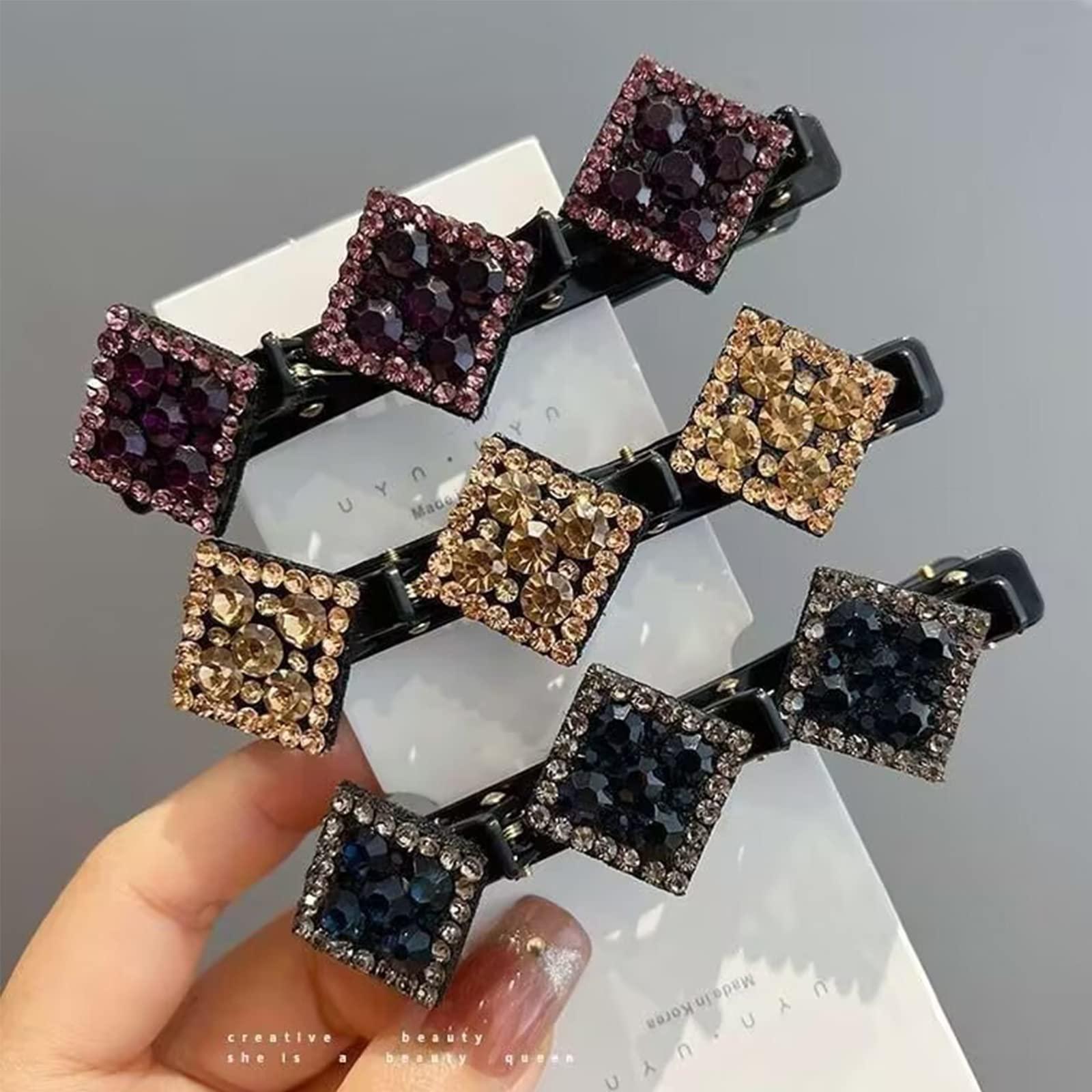 Kẻ cắt tóc với những viên đá pha lê lấp lánh, 6 miếng tóc cho phụ nữ, kẹp tóc rhinestones, kẹp tóc không trượt, phụ kiện tạo kiểu tóc, kẹp tóc hai lớp mini thời trang