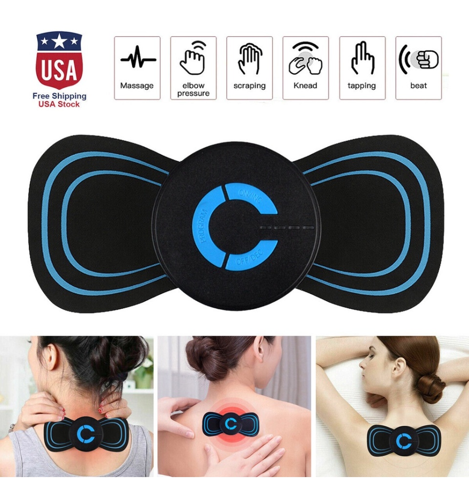 Máy Massage Xung Điện Hình Cánh Bướm Giúp Giải Toả Đau Nhức Vùng Cổ 8 Chế Độ Massage Sử Dụng Pin Sạc