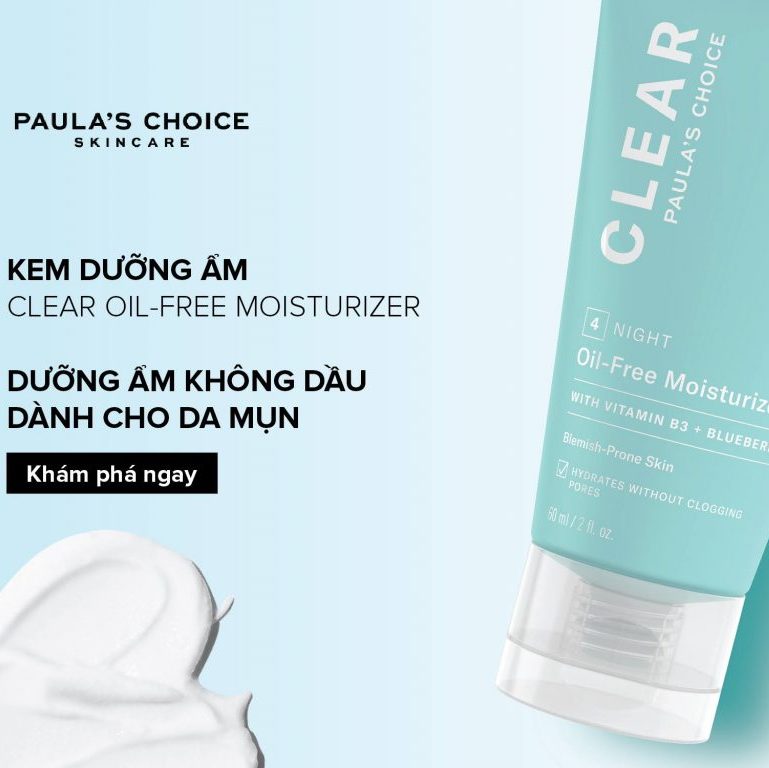 Kem dưỡng ẩm đêm không dầu dành cho da mụn 60ml - Paula's Choice CLEAR OIL-FREE MOISTURIZER