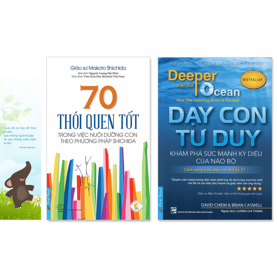 Combo 2 cuốn sách dạy con phát triển tư duy: 70 Thói Quen Tốt Trong Việc Nuôi Dưỡng Con Theo Phương Pháp Shichida + Dạy Con Tư Duy (Tặng kèm bookmark danh ngôn hình voi)