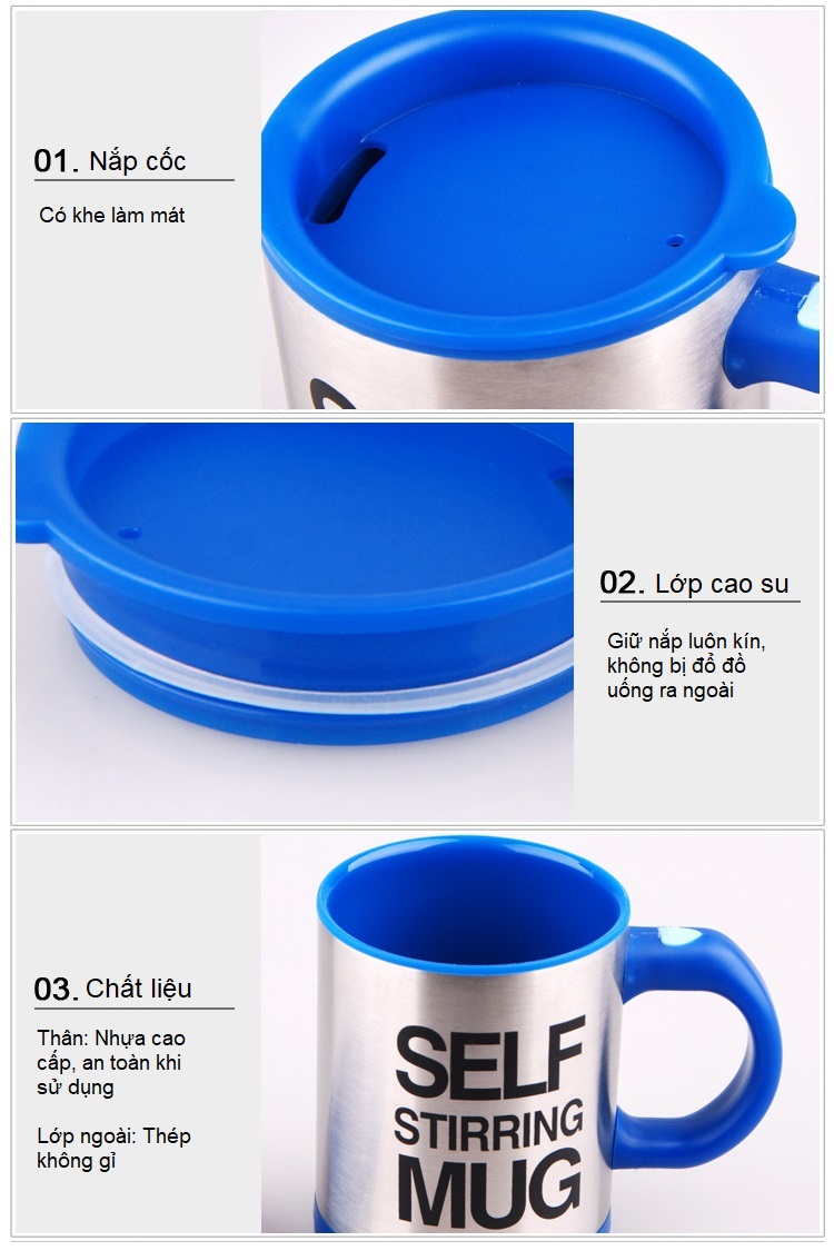Cốc tự khuấy đồ uống tiện dụng 400ml - Tặng kèm 2 pin AAA 1.5V