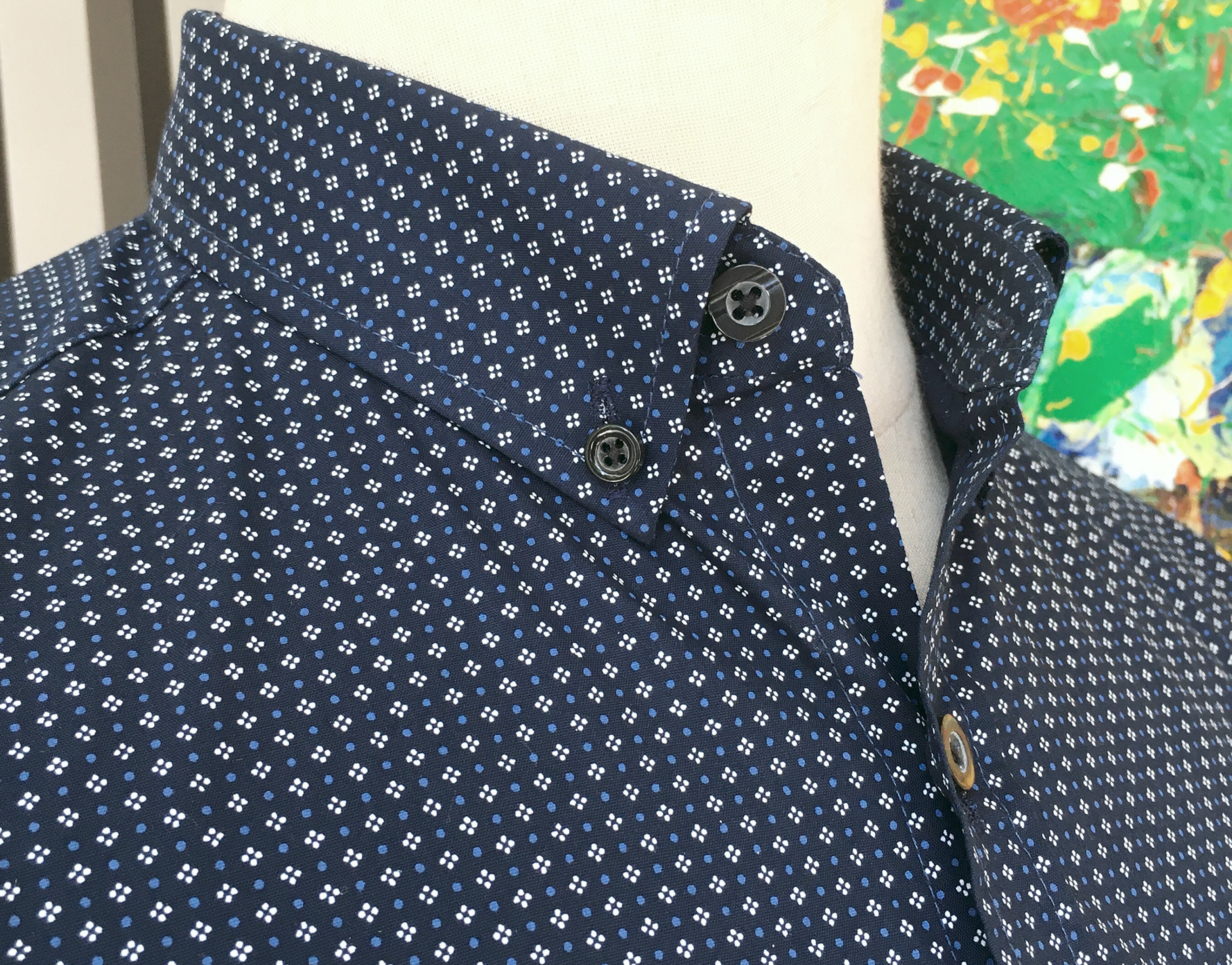 Áo sơ mi Nam dài tay hoạ tiết chấm nhỏ chất liệu cotton kate mềm,mịn, thoáng mát và  ít nhăn