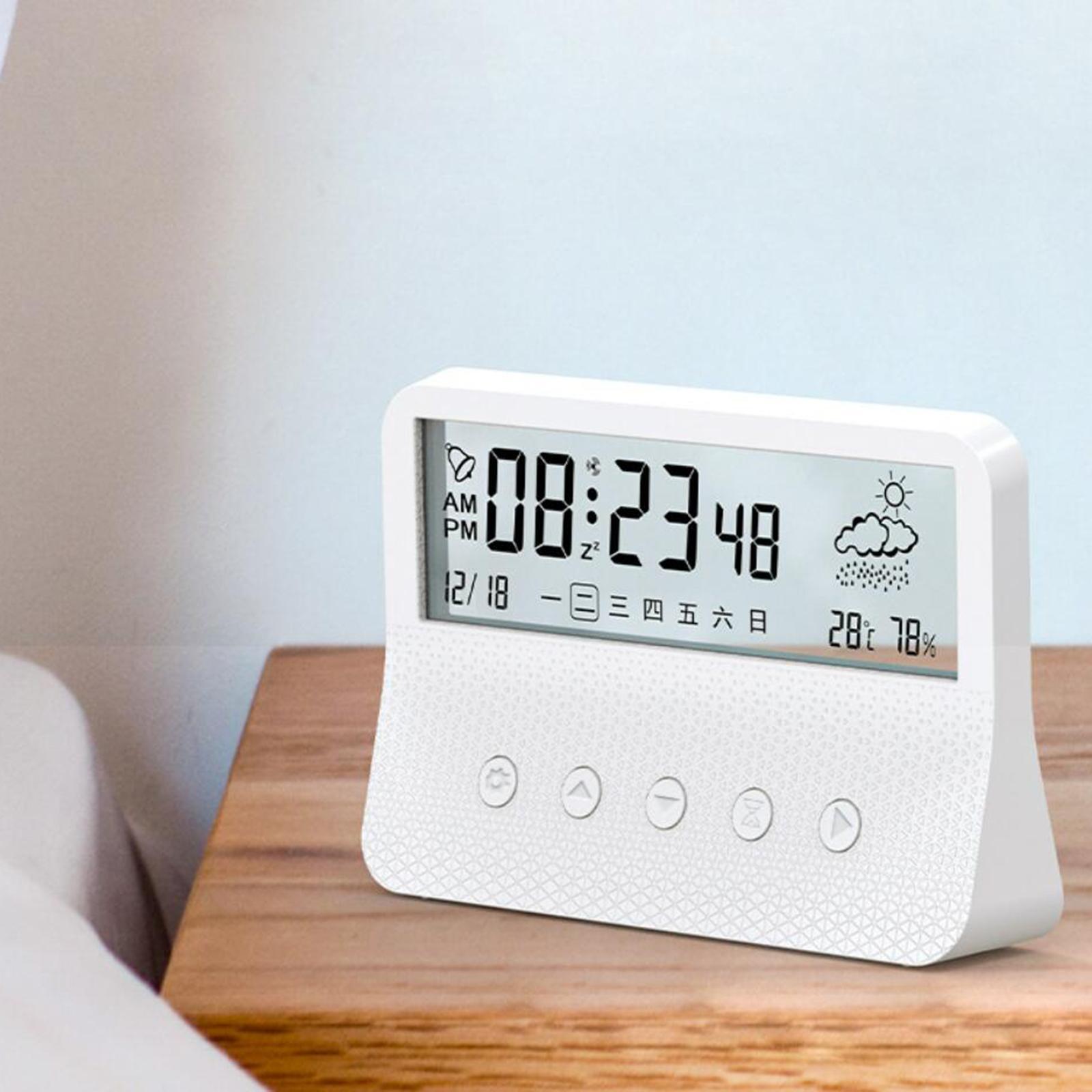 Alarm Clock Thermometer Hygrometer Snooze Humidity for Bedroom Outdoor