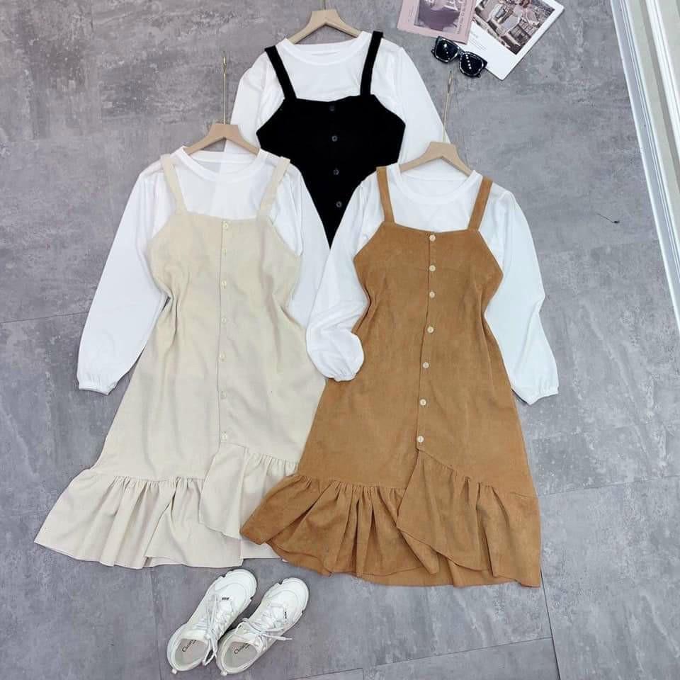 Váy bầu thời trang thiết kế xét cặp hàng dày mùa đôngfreesize 45 đến 70kg