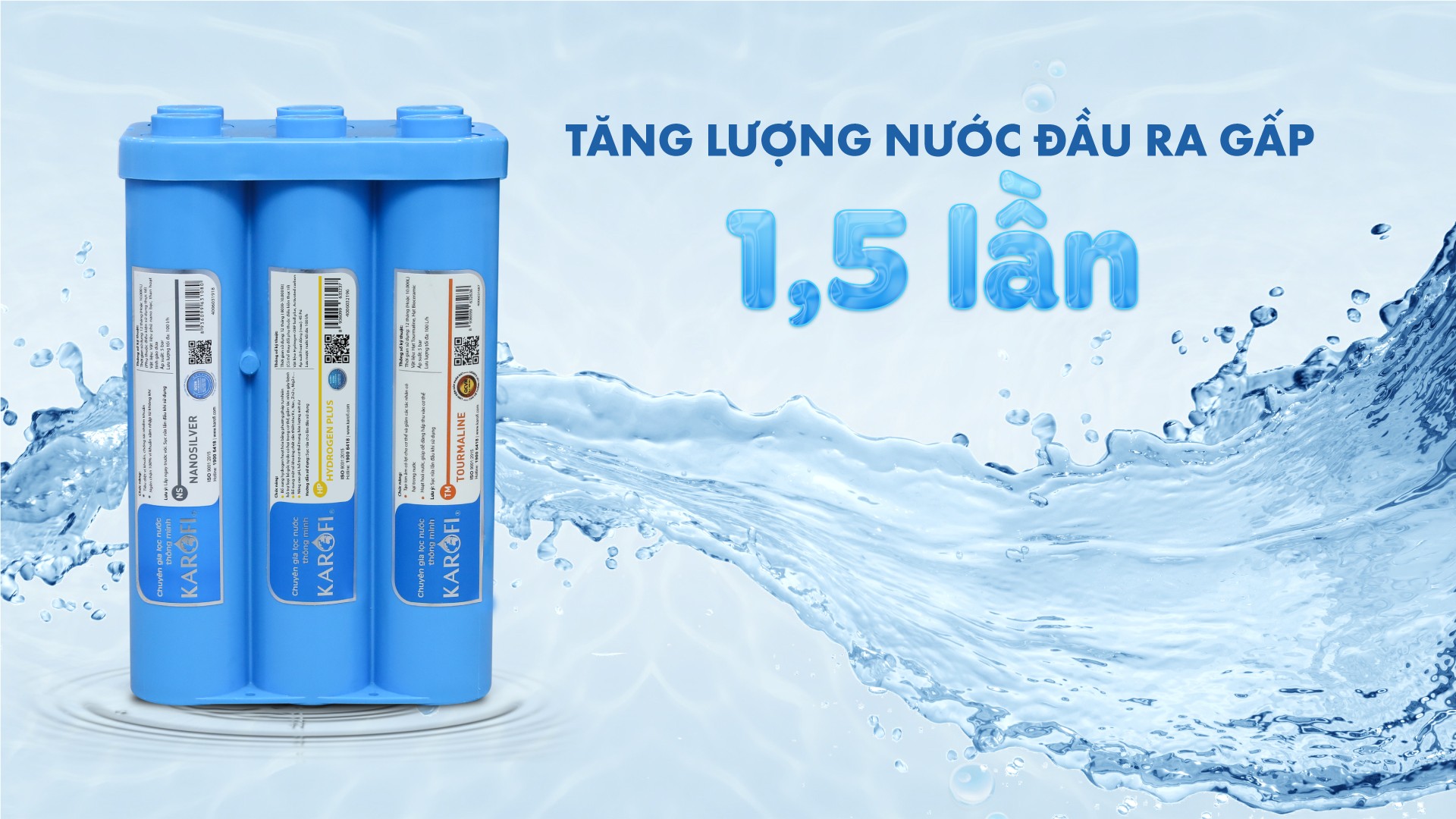 Combo 10 Lõi lọc Karofi - Đúc Nguyên Khối SMAX Hiệu Suất Cao HP 6.2 - Màng RO Dupont (10l/h) - Alkaline - Hydrogen - Hàng Chính Hãng