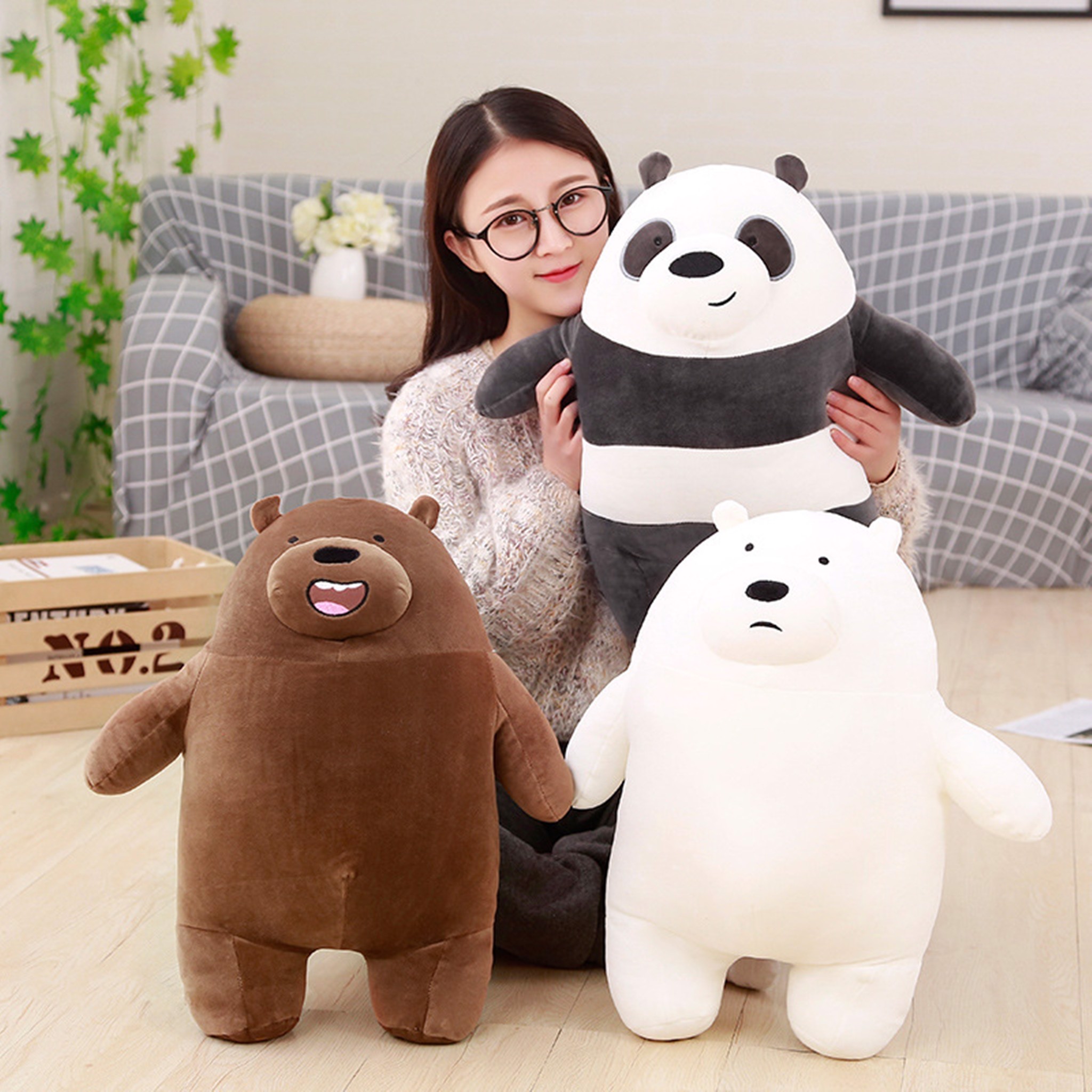Thú bông gấu We Bare Bears lông mịn