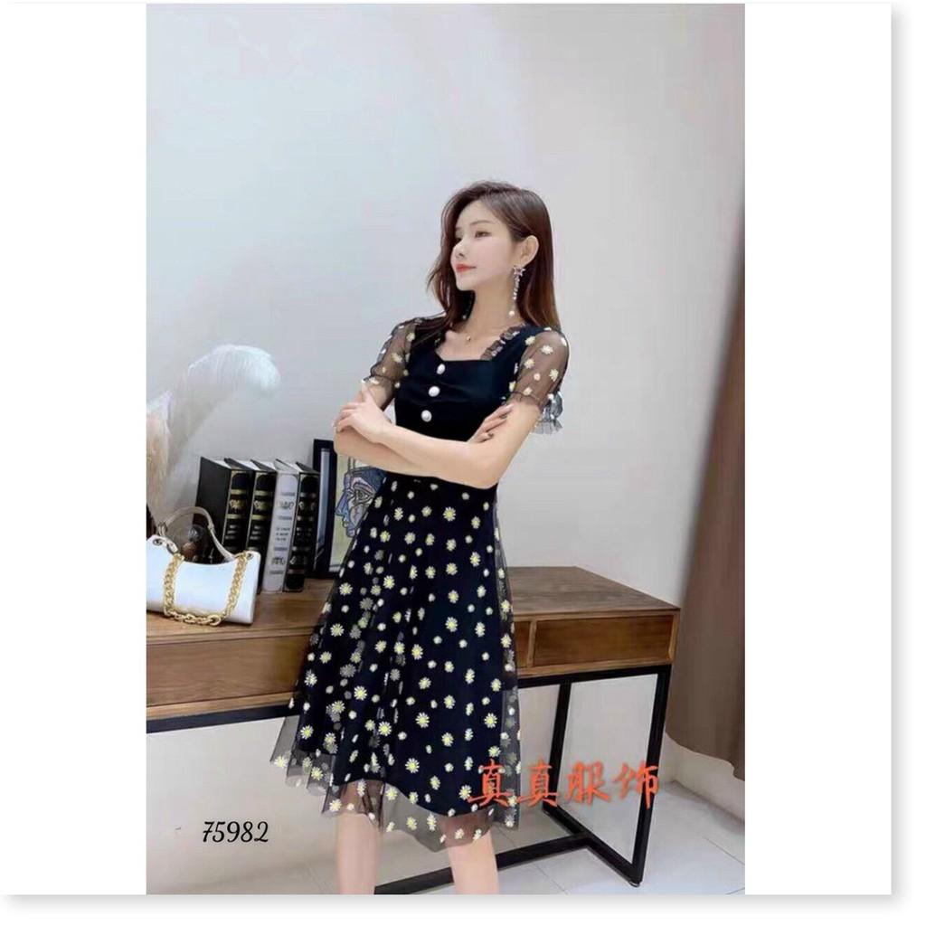 ĐẦM XÒE VOAN LỤA DỰ TIỆC HỌA TIẾT HOA THÊU SIÊU XINH TÔN DÁNG CHO CÁC QUÝ CÔ THỜI TRANG MỚI NHẤT HIỆN NAY