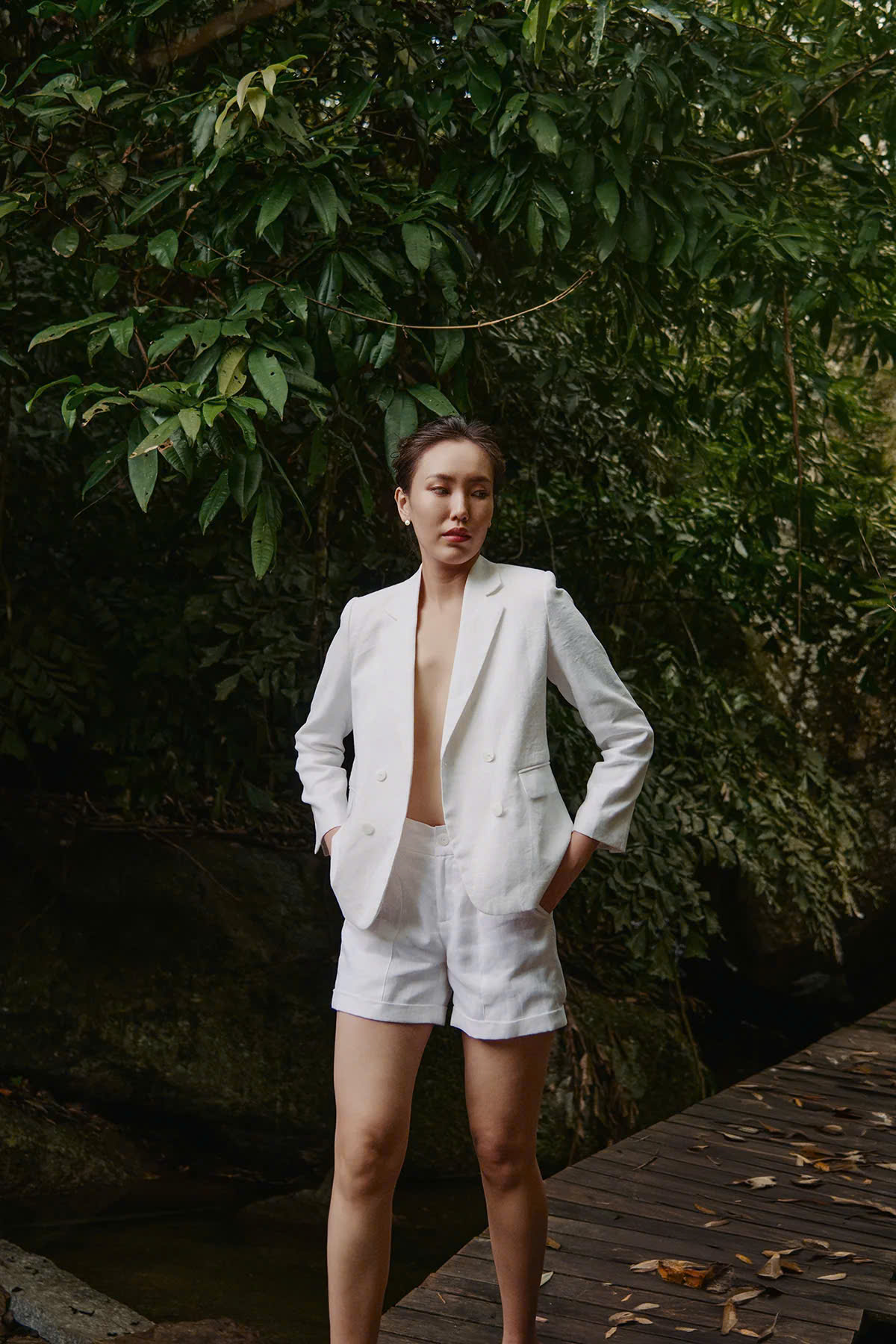 Áo Vest Blazer Nữ Linen Trắng Thanh Lịch, Áo Khoác Blazer Linen An Nam Top169
