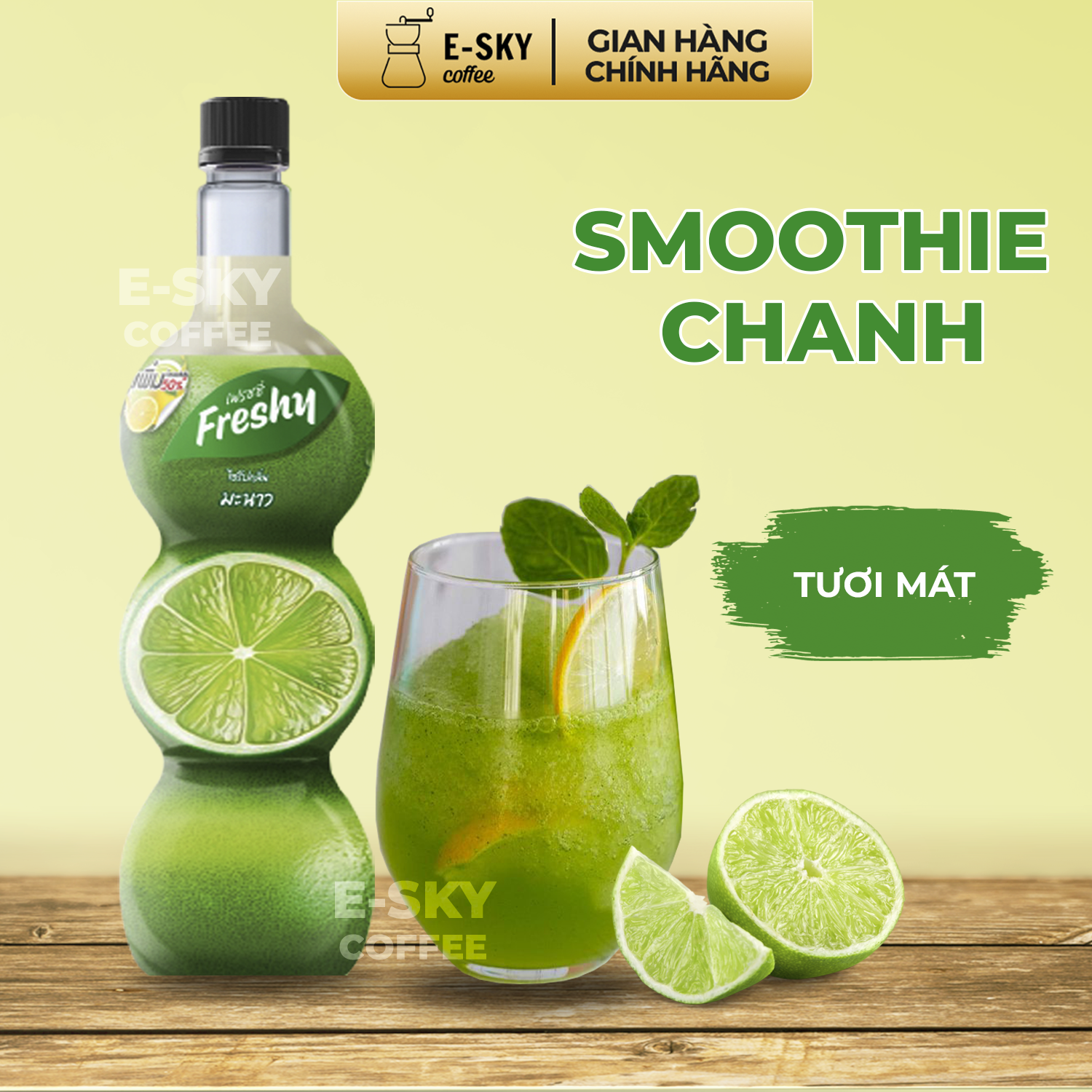 Siro Chanh Freshy Lime Syrup Nguyên Liệu Pha Chế Trà Sữa Chai 710ml