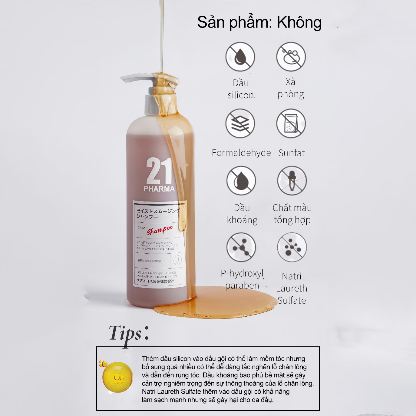 Combo Dầu Gội + Dâu Xả Dưỡng Ẩm Mêm Mượt Tóc chuyên sâu Pharma 21 Nhật Bản - Chai 600ml