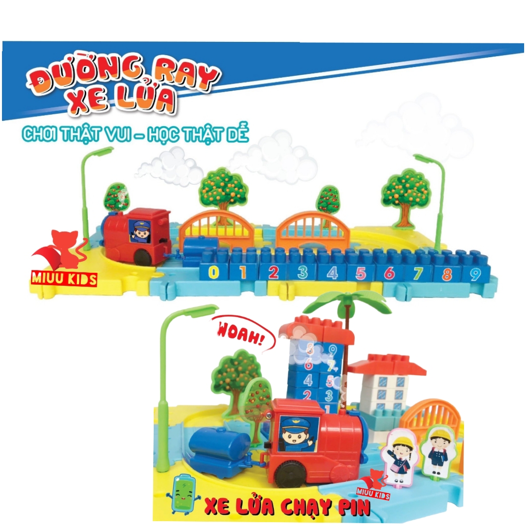 Đồ Chơi Lắp Ráp Đường Ray 45 Chi Tiết Kèm Xe Lửa Chạy Pin Bằng Nhựa Cao cấp