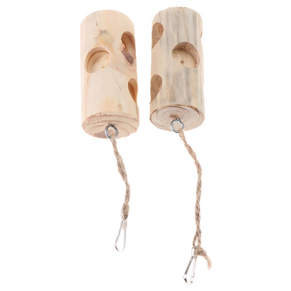 2 Pcs Wooden Hanging Swing Parakeet Cockatiel Conure Parrot Bird Cage Toys