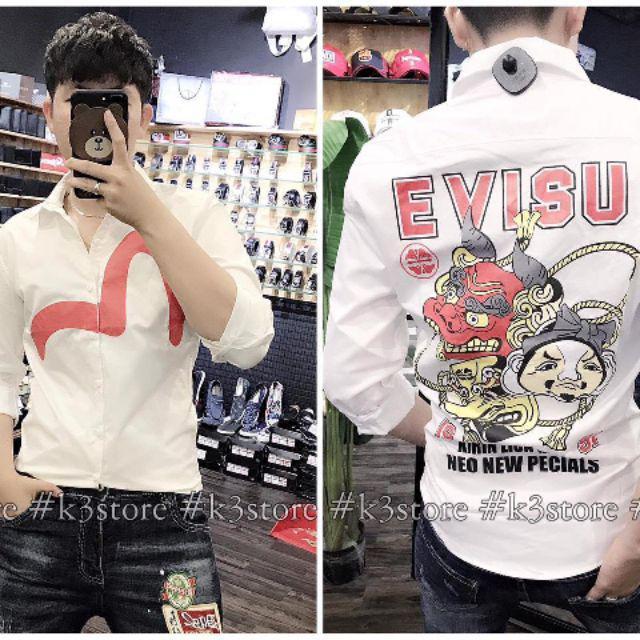 Áo sơ mi lụa EVISU ngầu cực ngầu hình ảnh phá cách chất chơi ko kém phần sang trọng