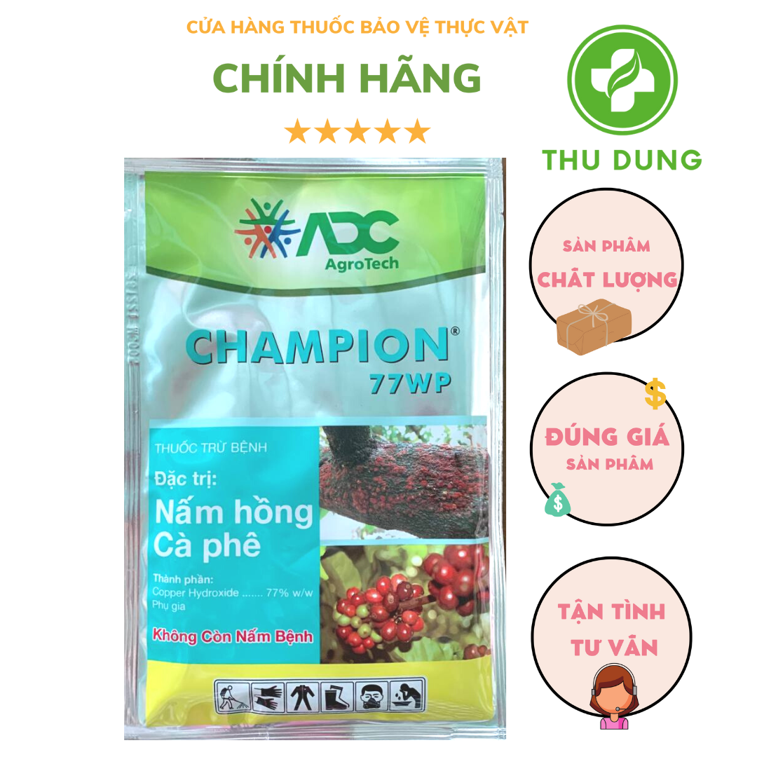 Thuốc trừ bệnh Champion 77WP gói 100gr Đặc trị nấm hồng và thán thư