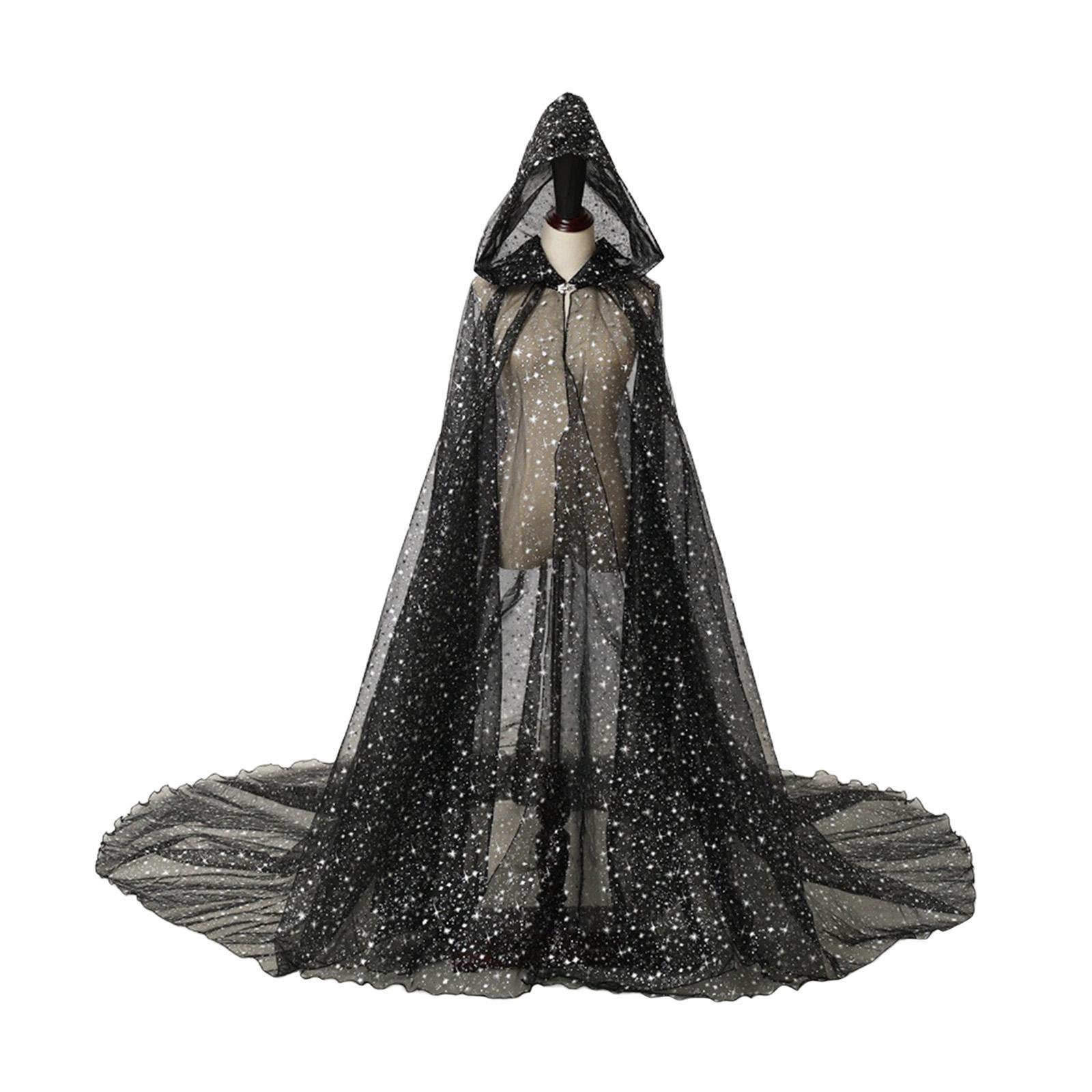 Hooded Cloak for Women Bridal Hooded Cloak Shiny Washable for Adults Soft Durable Costume Wedding Cape Tulle Cape