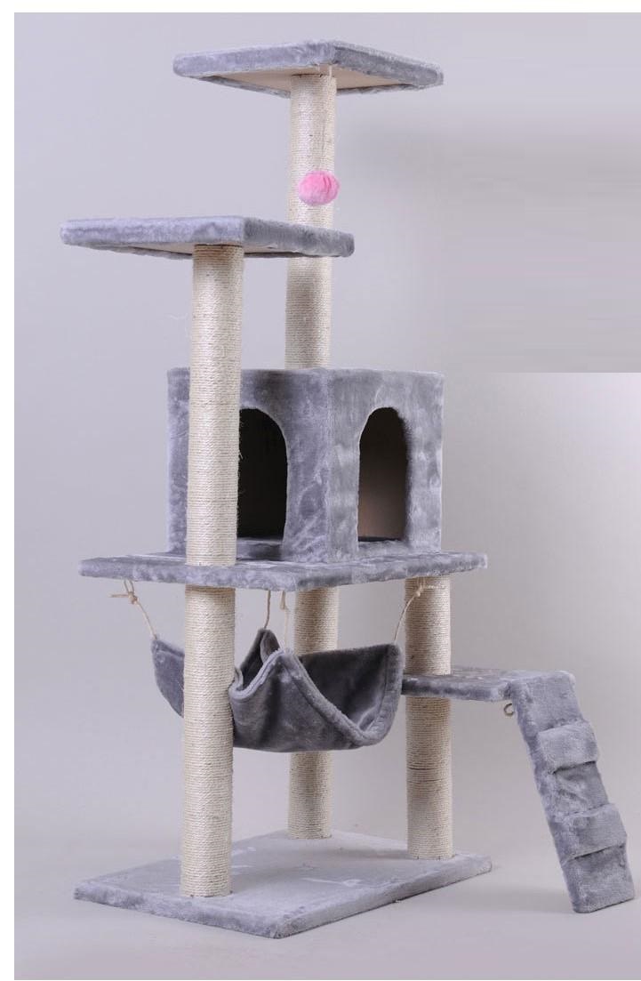 Trụ mèo 4 tầng cao 1,4m nhiều bộ phận nhà cây cho mèo cào -cat tree MÀU NGẪU NHIÊN