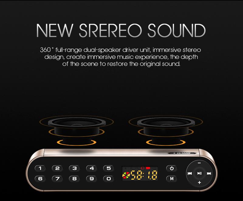 Toproad không dây loa bluetooth di động loa enceInte handsfree mp3 với mic tf fm hifi subwofer loa dữ liệu bass deep loa Color: Gold Speaker