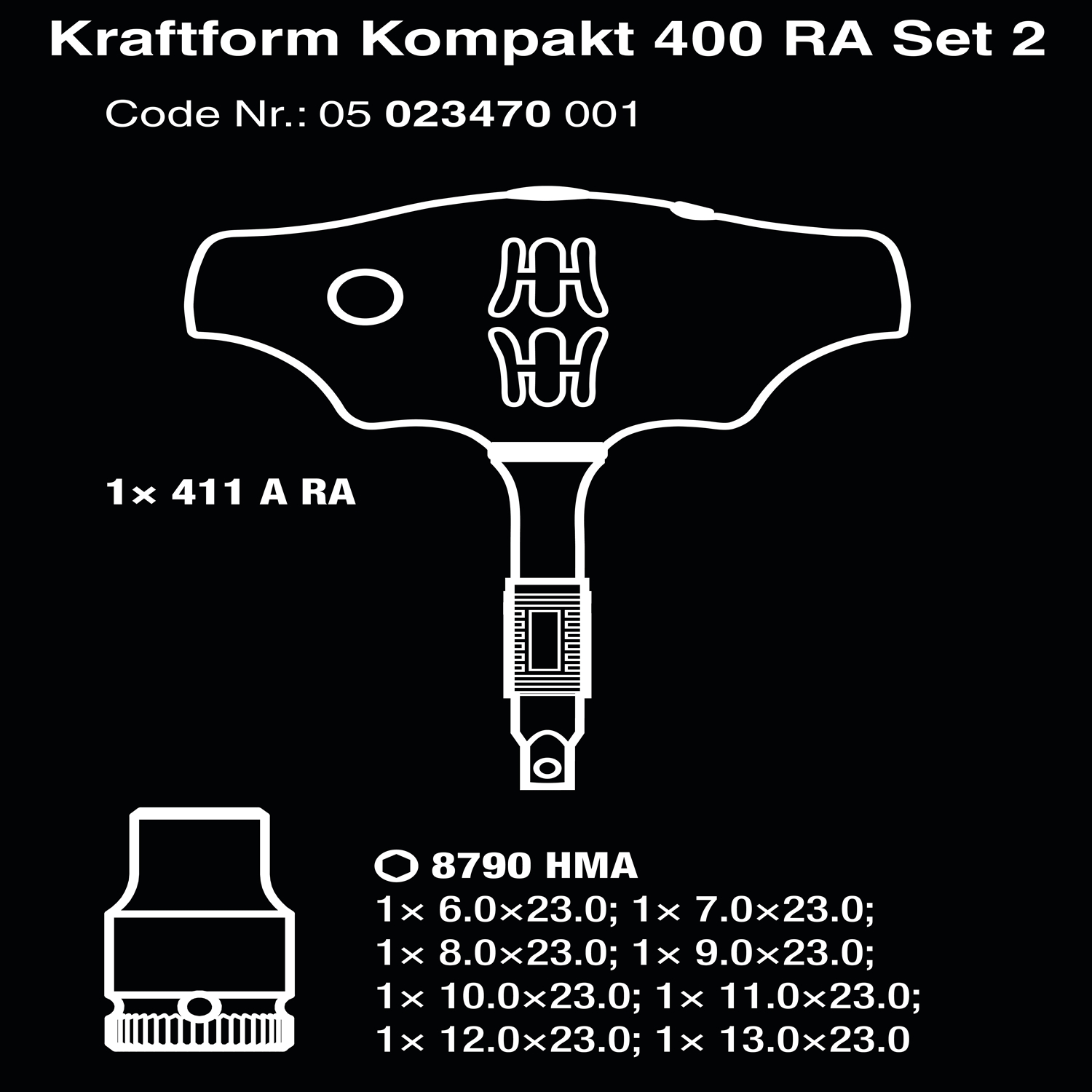 Bộ dụng cụ mở tuýp đa năng Wera 05023470001 Kraftform Kompakt 400 RA Set 2 với tay T vặn tuýp 1/4" tự động gồm 9 chi tiết