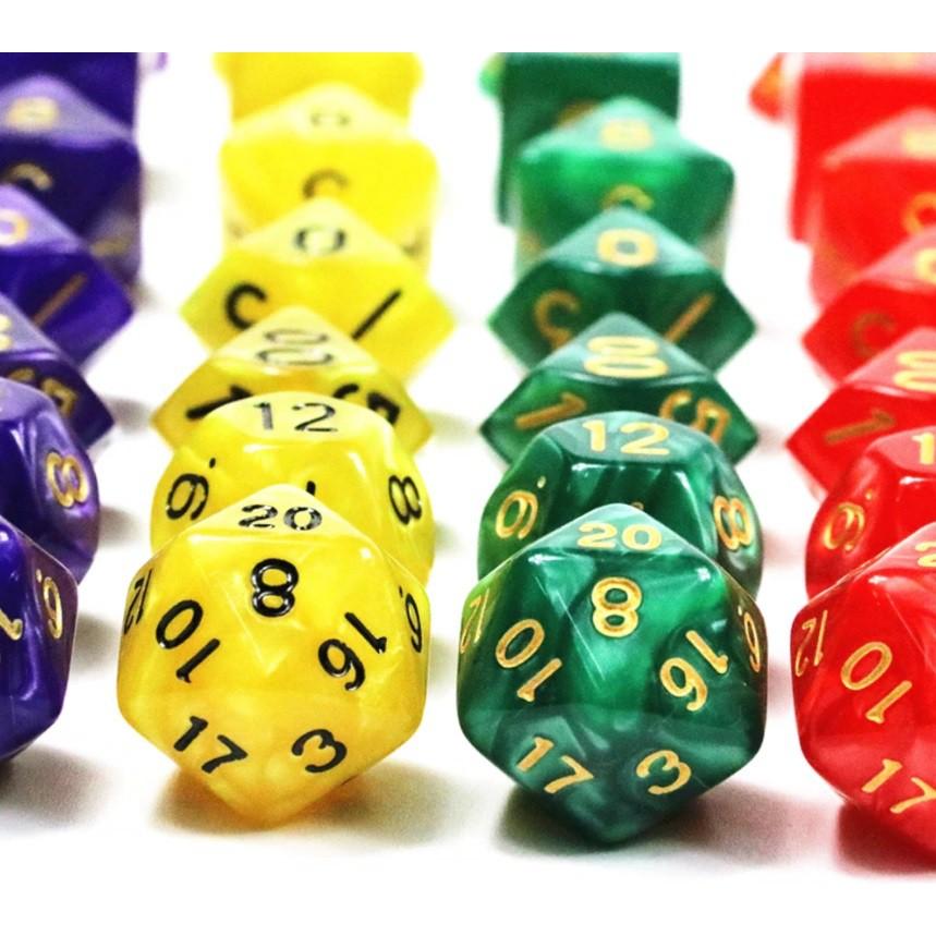 Bộ 7 viên xúc xắc xí ngầu đa diện D4, D6, D8, D10, D12, D20, D100, xúc xắc chơi Dungeons &amp; Dragons (DnD)