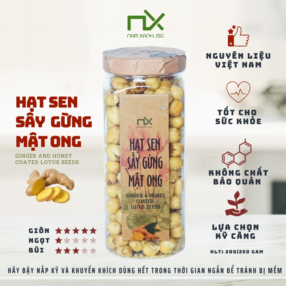 Hạt Sen Sấy Gừng Mật Ong 200g / Ginger And Honey Coated Lotus Seeds 200g 