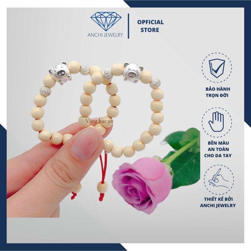 Vòng dâu tằm cho bé sơ sinh, người lớn mix bi và charm 12 con giáp bạc - tùy chọn theo tuổi của bé, trang sức Anchi