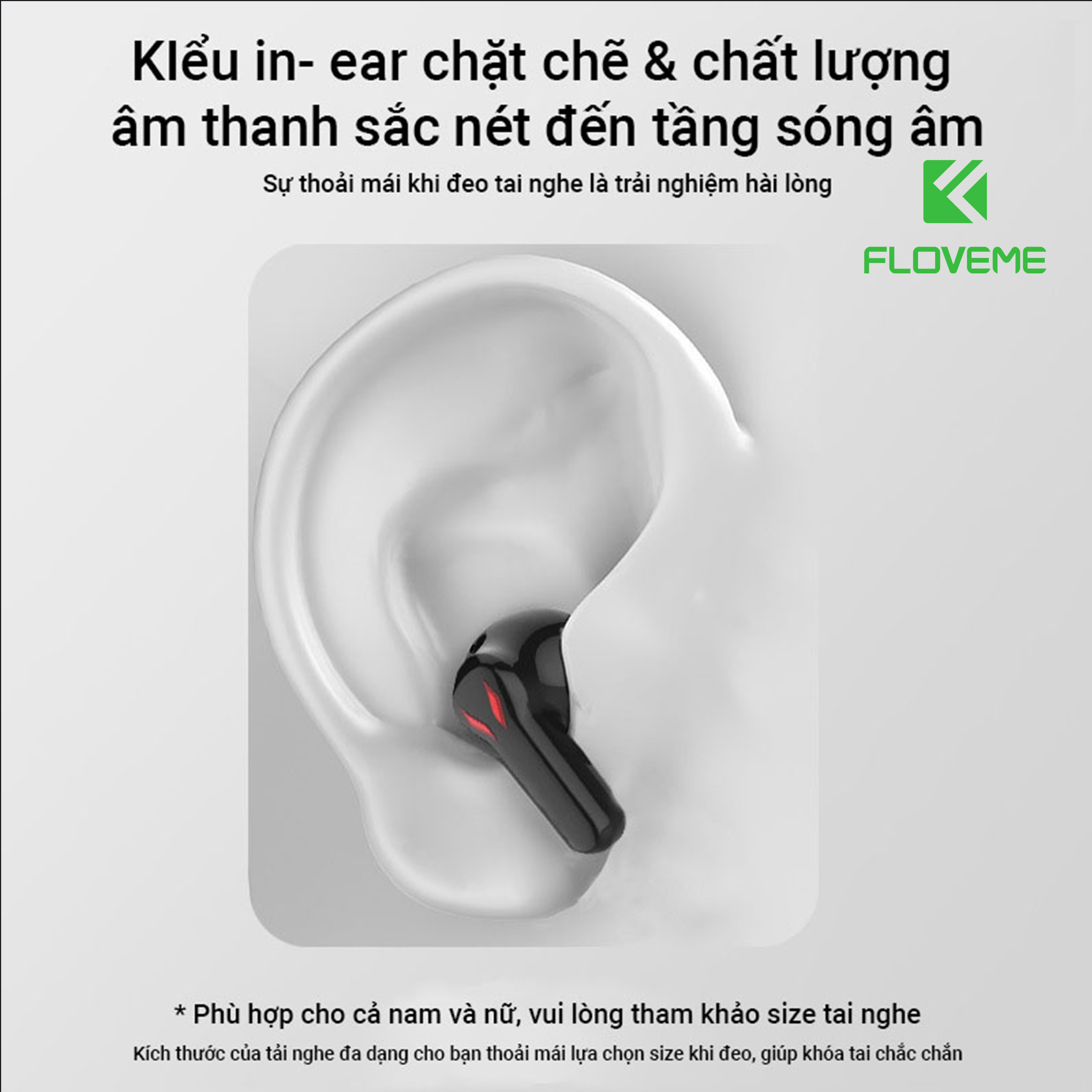 Tai nghe không dây Gaming HQ10 TWS FLOVEME -  Bluetooth 5.0 - Độ trễ cực thấp - Âm bass mạnh mẽ - Kèm micro - Chống nước tiêu chuẩn IPX5 - Hàng chính hãng