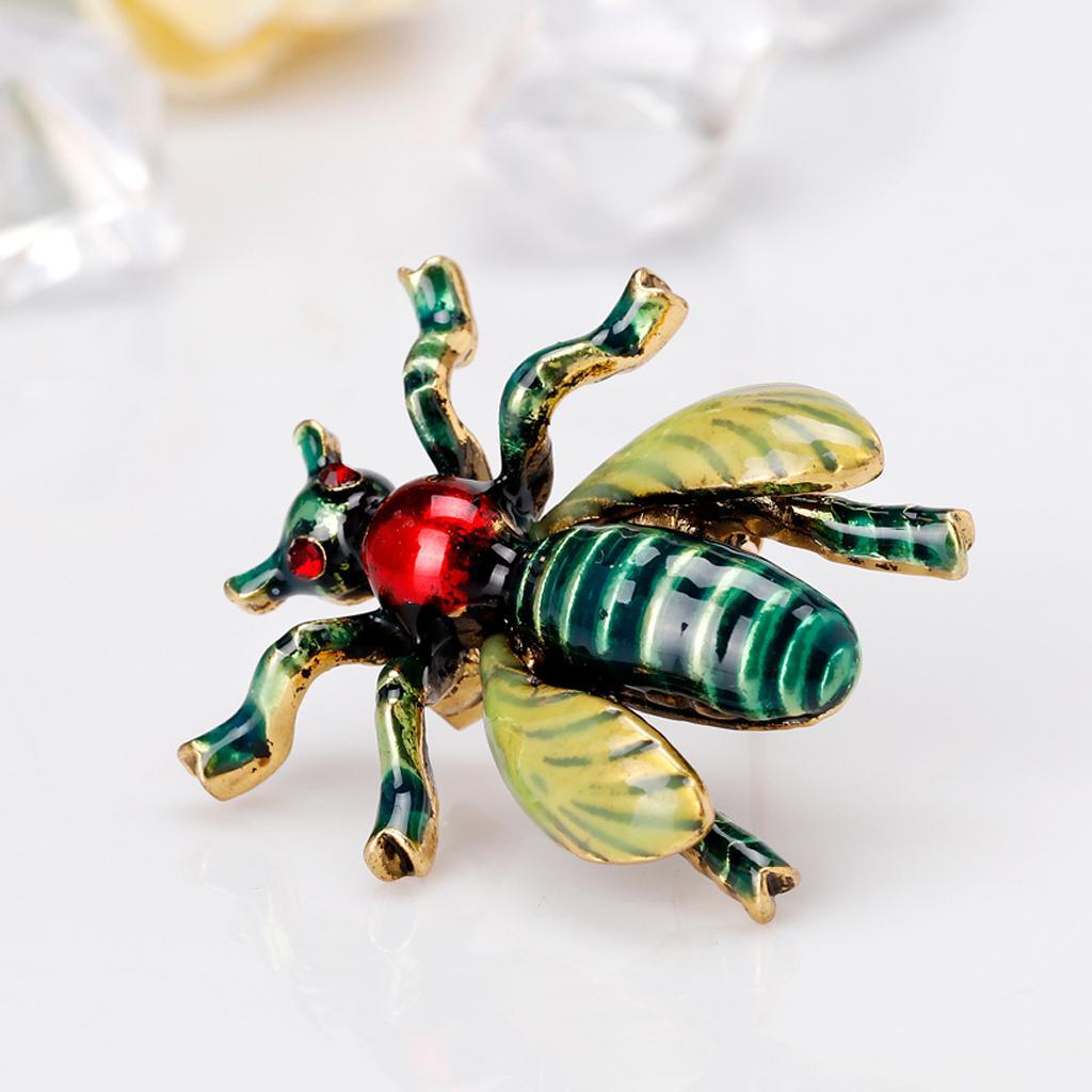 Chic Enamel Rhinestone Bee Shaped Insect Brooch Pins Costume Jewelry