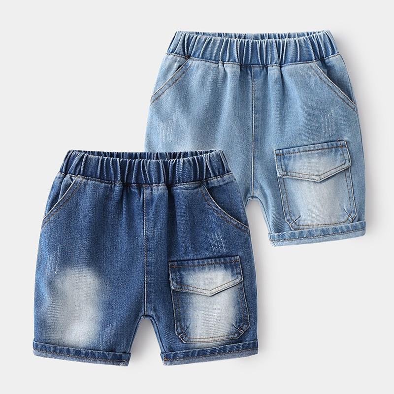 Quần Jeans Cho Bé WELLKIDS Quần Short Cho Bé Họa Tiết Túi Hộp Chất Bò Mềm 032