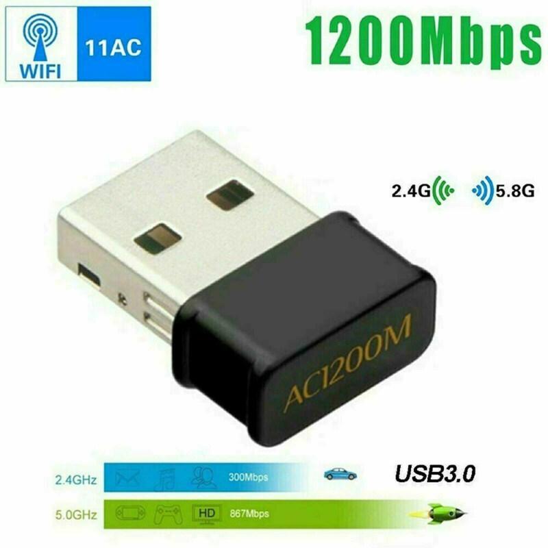Wifi không dây Ac1200mbps Mini Adapter Băng tần kép 2.4GHz Thẻ mạng Usb3.0 5GHz Tương thích cho Máy tính xách tay Pc