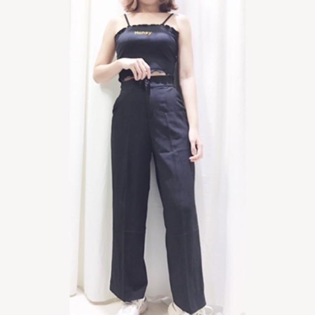 Quần culottes ống rộng nút gài khoá giữa, 2 túi chéo Lovi