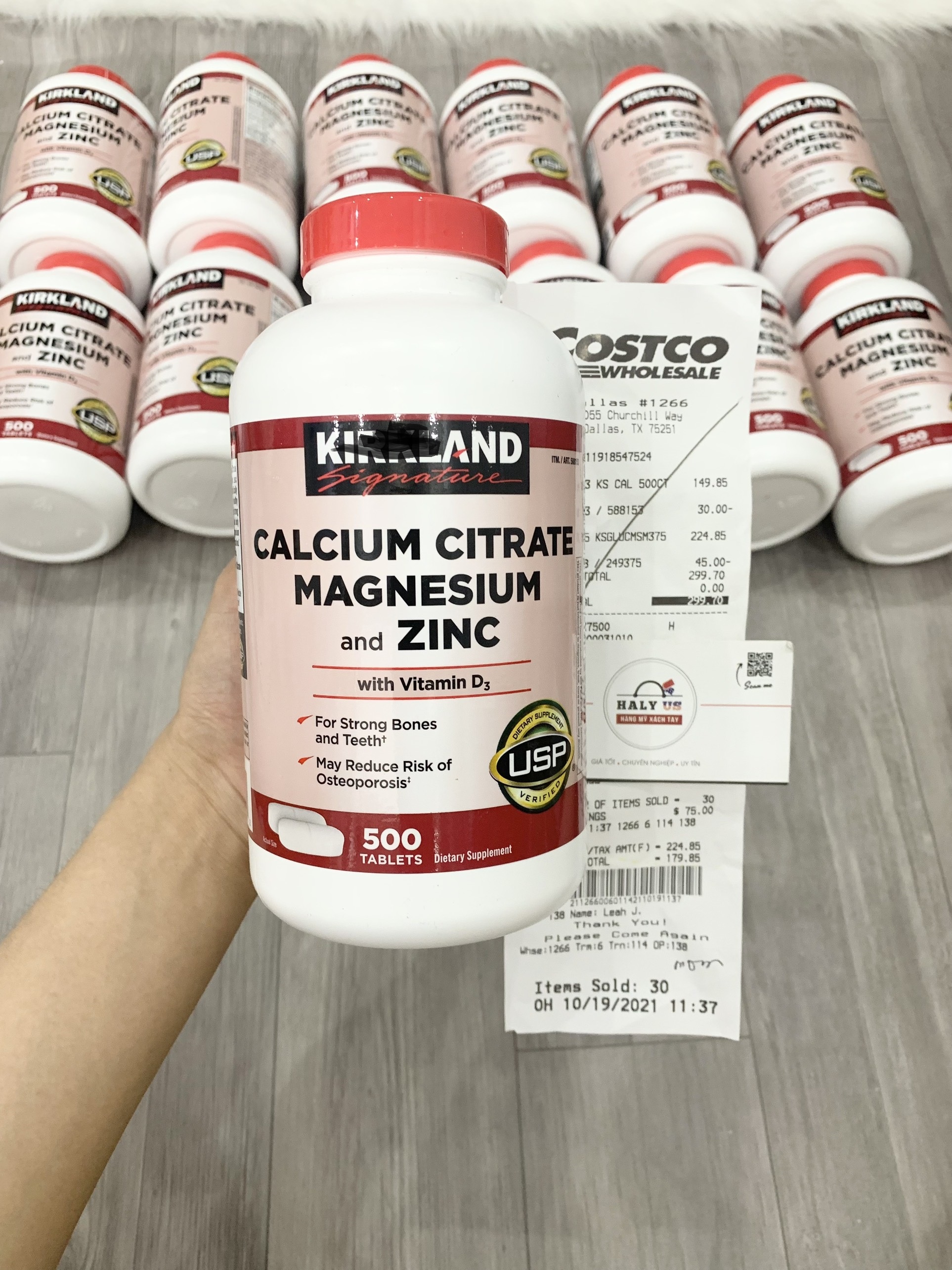 Viên Uống Bổ Sung Canxi cho xương chắc khỏe Kirkland Calcium Citrate Magnesium and ZinC 500 Viên