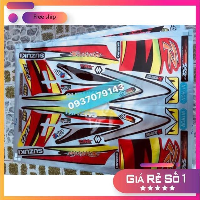 Tem rời Satria 2006 đỏ đen chất liệu Candy 3 lớp ko bay màu bảo hành màu sắc vĩnh viễn