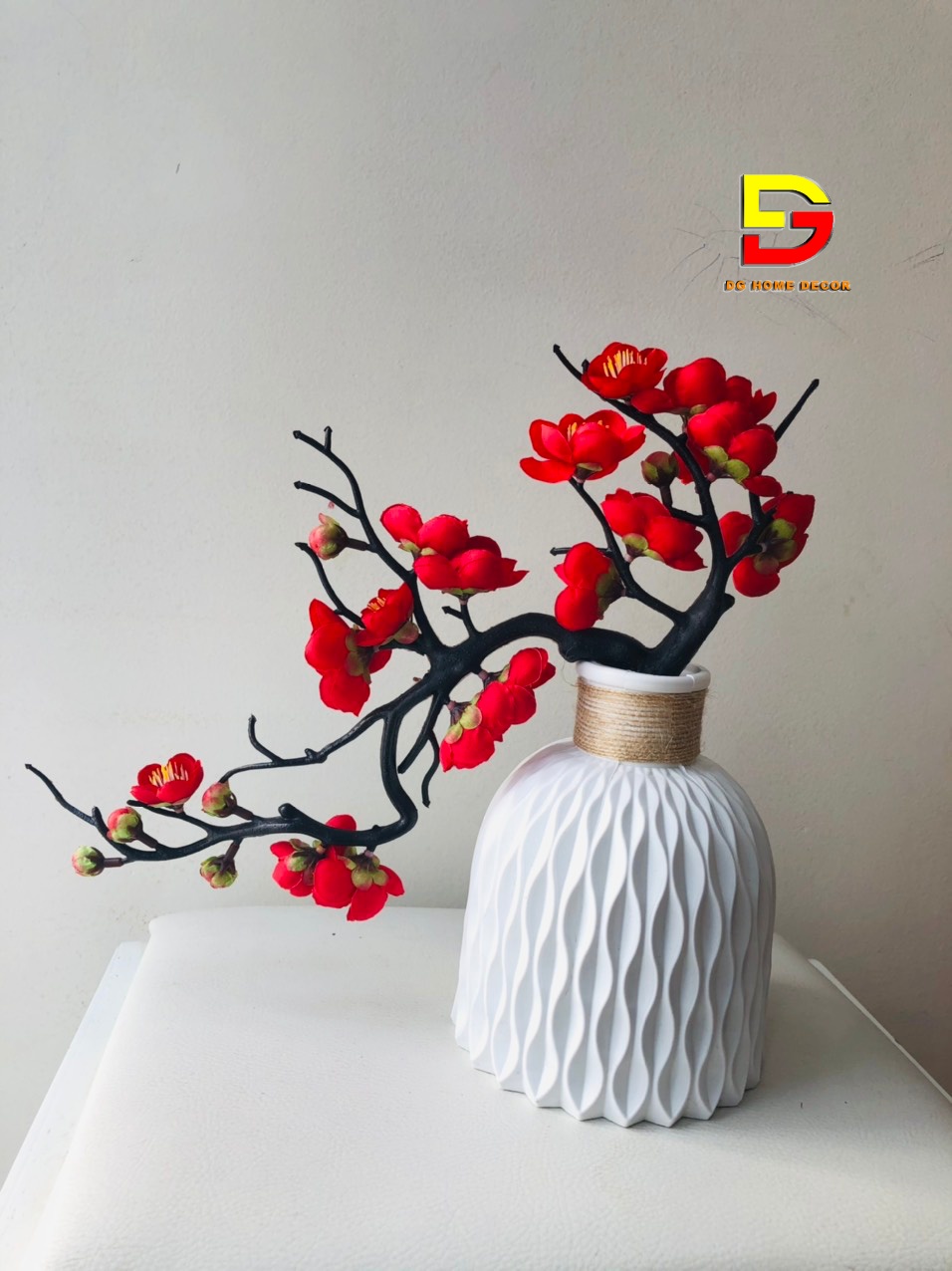 Chậu Hoa Đào Thế Tài Lộc Cao Cấp Trang Trí Nhà Cửa, Decor Nội Thất Tuyệt Đẹp - Hoa Đào Giả - Hoa Để Bàn Phòng Khách