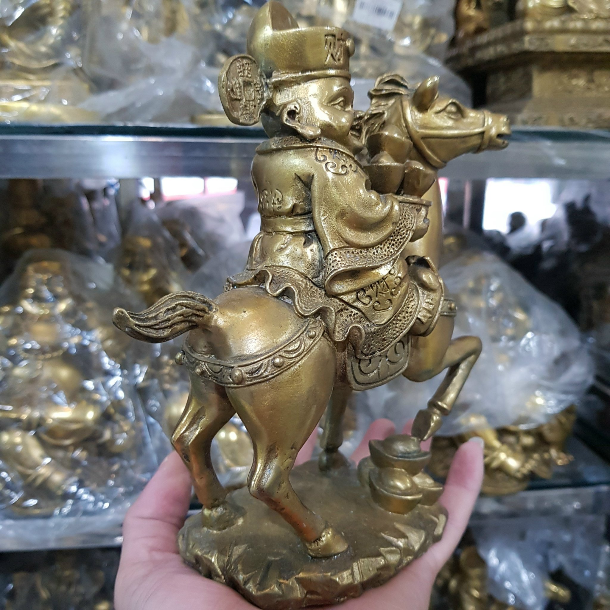 Tượng thần tài cưỡi ngựa bằng đồng MS65t