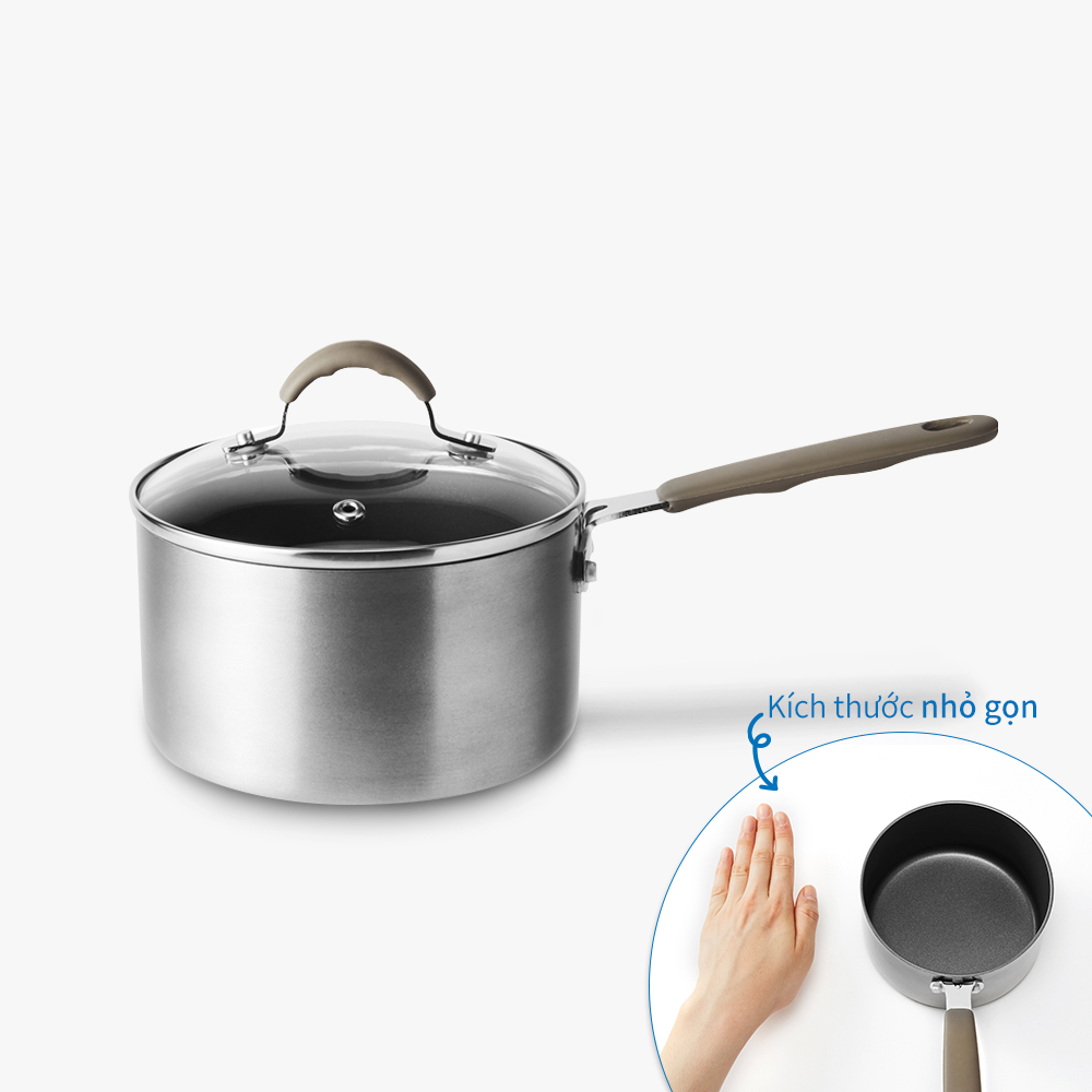 Nồi Sâu Lòng LocknLock LHD1141 Handycook Có Tay Cầm Và Nắp Đậy 14cm - Màu Xám