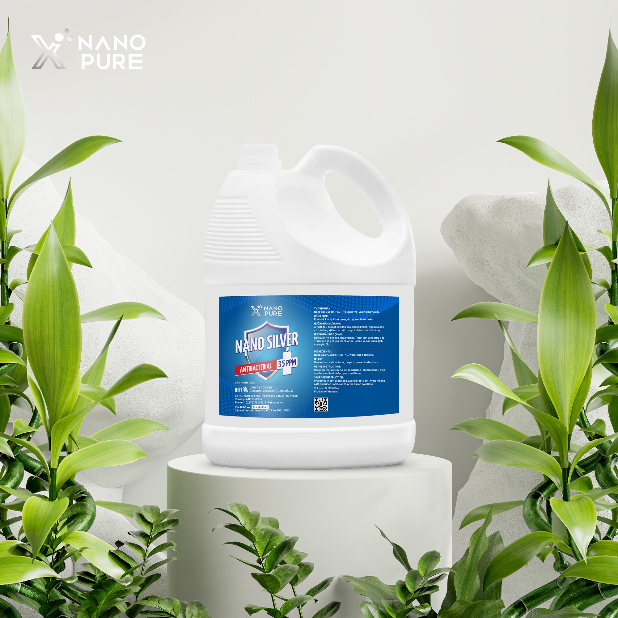 Dung Dịch Nano Bạc Diệt Khuẩn Nano Xpure (Silver) 35ppm 5L+1L / 4L+1L -Khử Khuẩn, Khử Mùi, Không Chứa Cồn– Nano Bạc AHT Corp (AHTC)