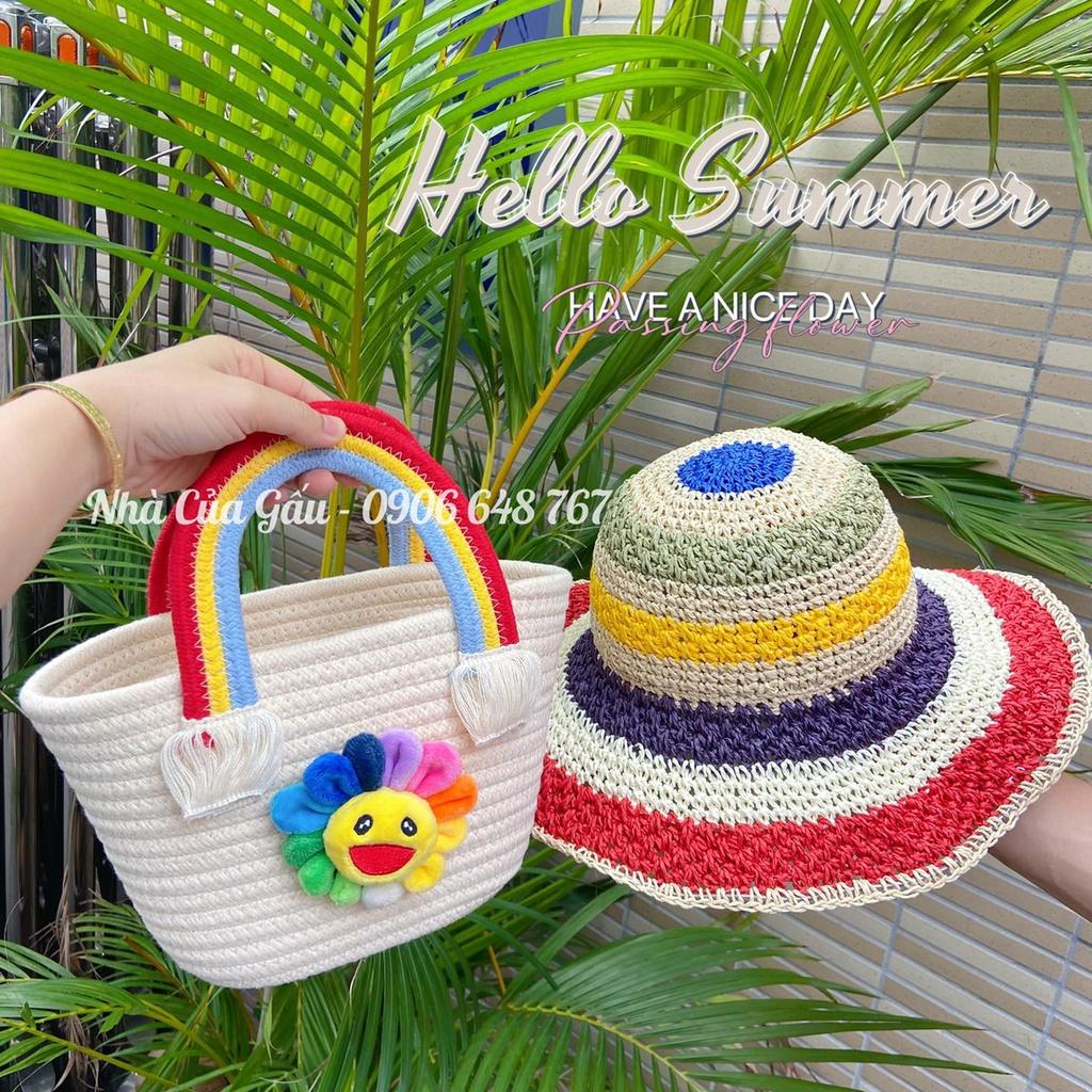 Túi cói cầu vồng xinh xỉu