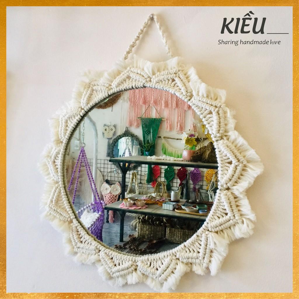 Gương macrame treo tường