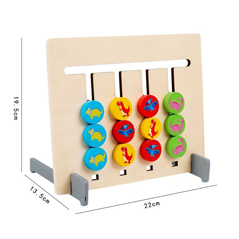 Đồ Chơi Gỗ Phát Triển Tư Duy Logic Montessori lắp ghép trật tự có 2 mặt và 18 thẻ đố